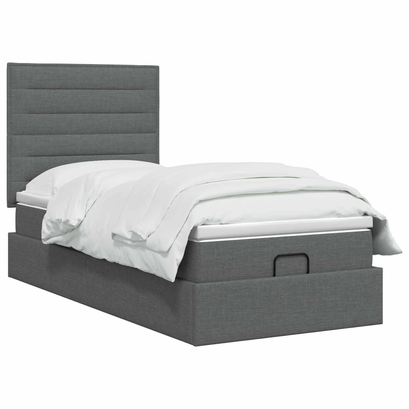 Ottoman Bed with Mattress Dark Grey 107 x 203 cm Fabric