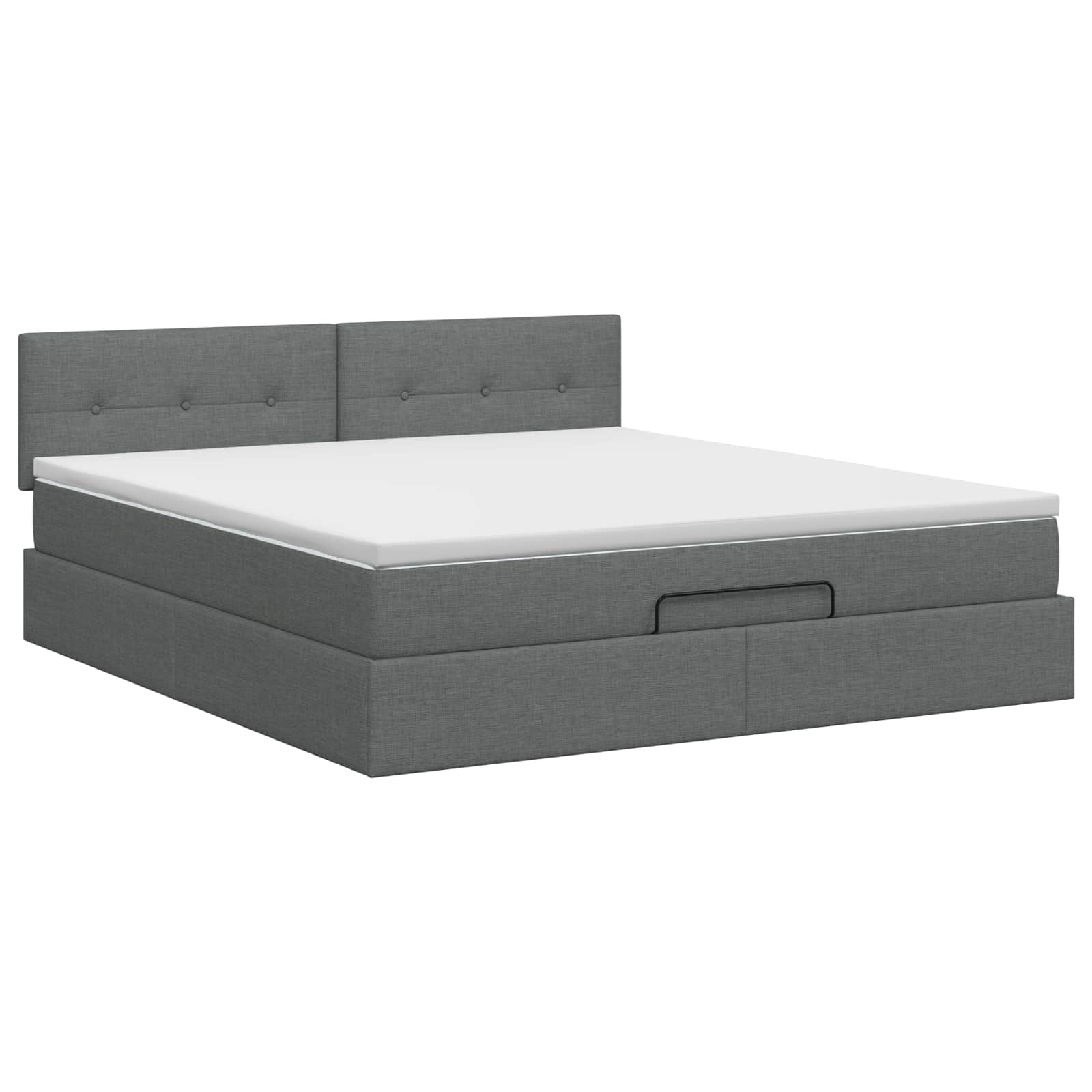 Ottoman Bed with Mattress Dark Grey 152 x 203 cm Fabric