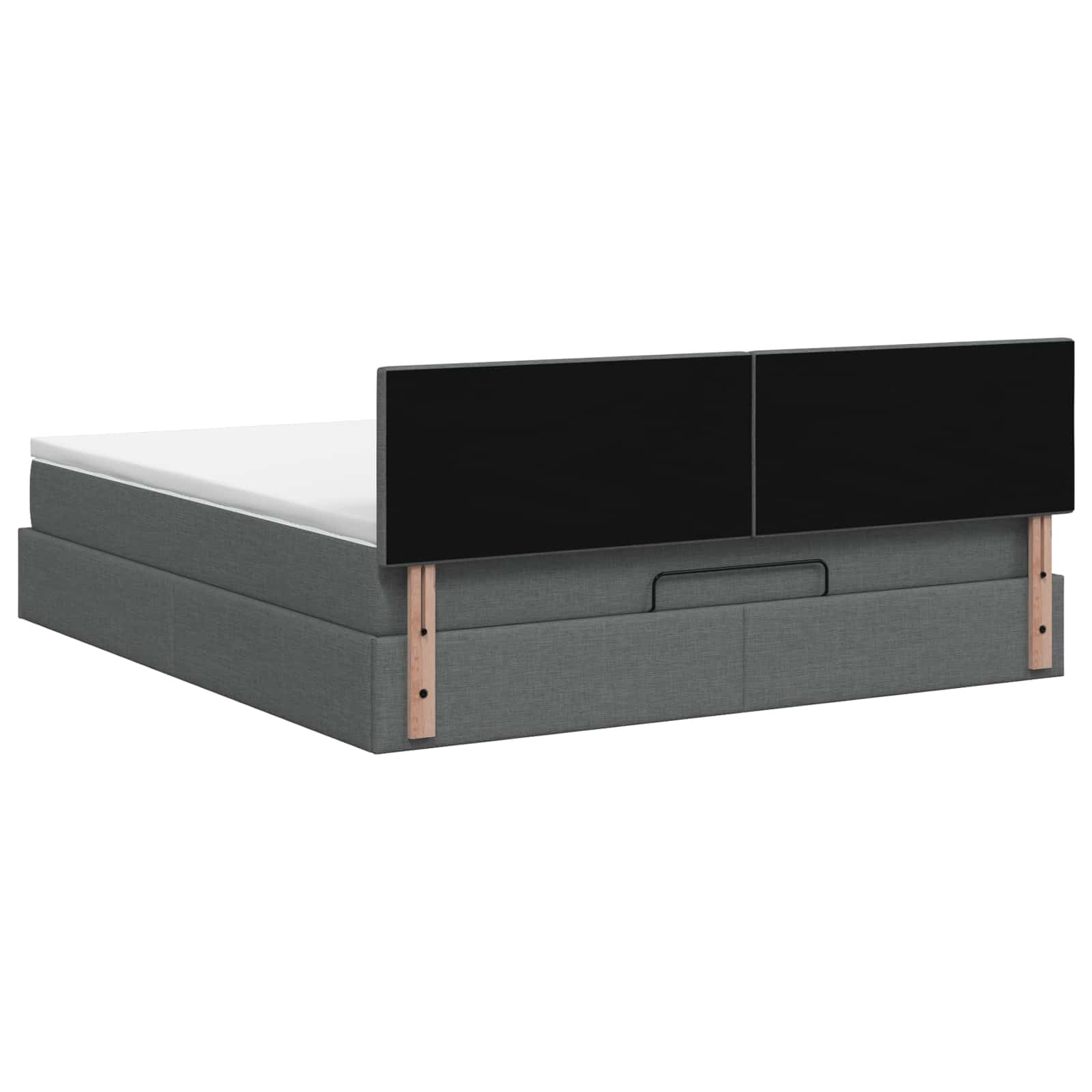 Ottoman Bed with Mattress Dark Grey 152 x 203 cm Fabric
