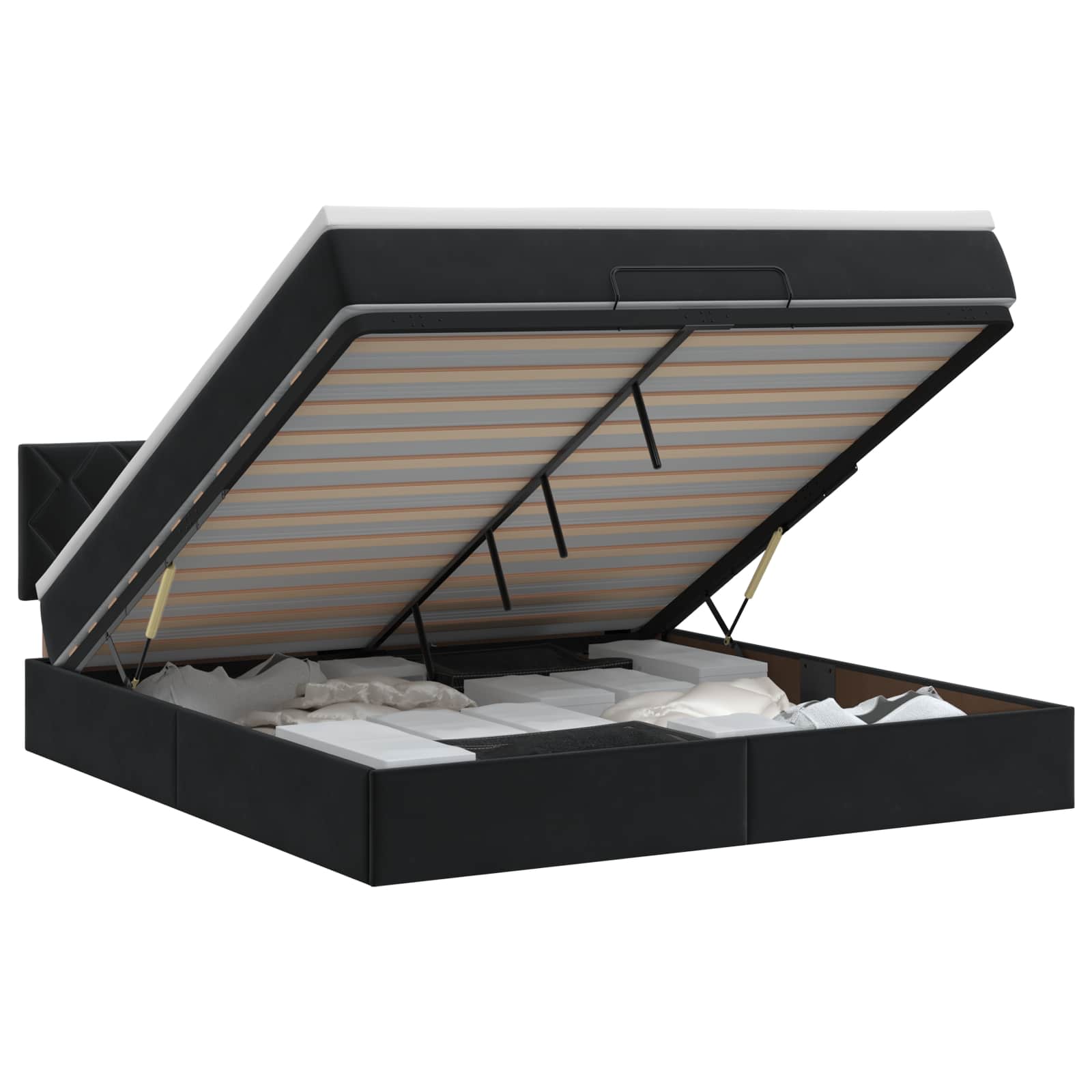 Ottoman Bed with Mattress Black 137 x 190 cm Velvet