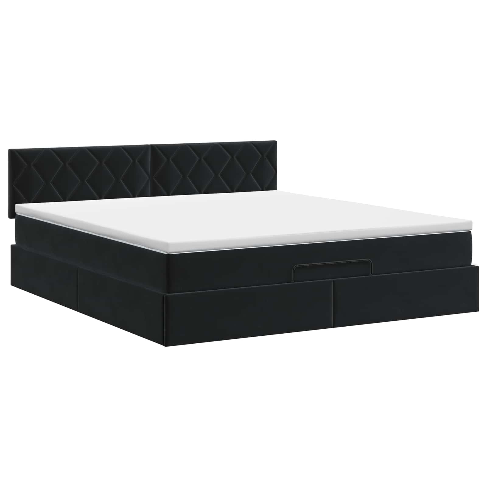 Ottoman Bed with Mattress Black 137 x 190 cm Velvet