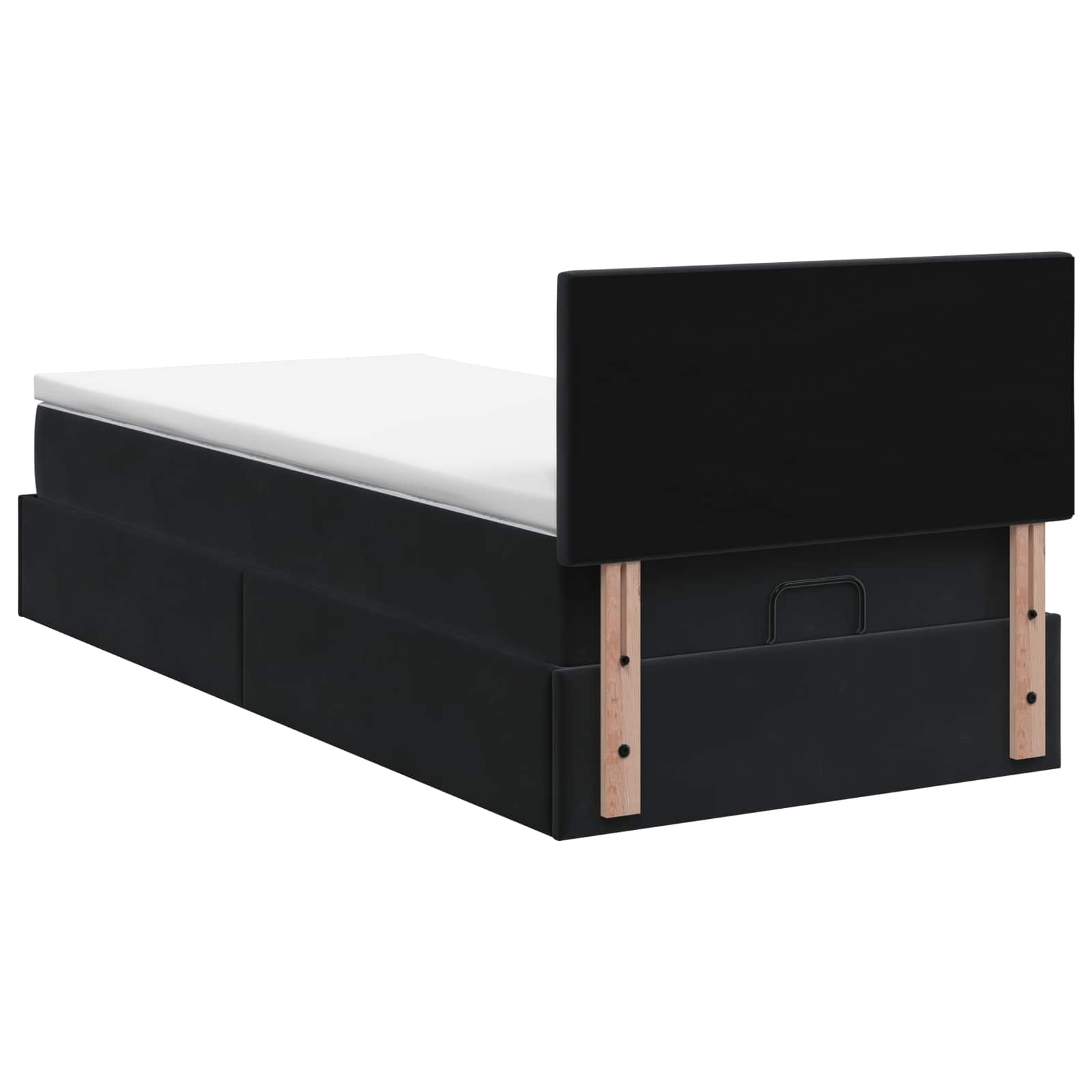 Ottoman Bed with Mattress Black 100 x 200 cm Velvet