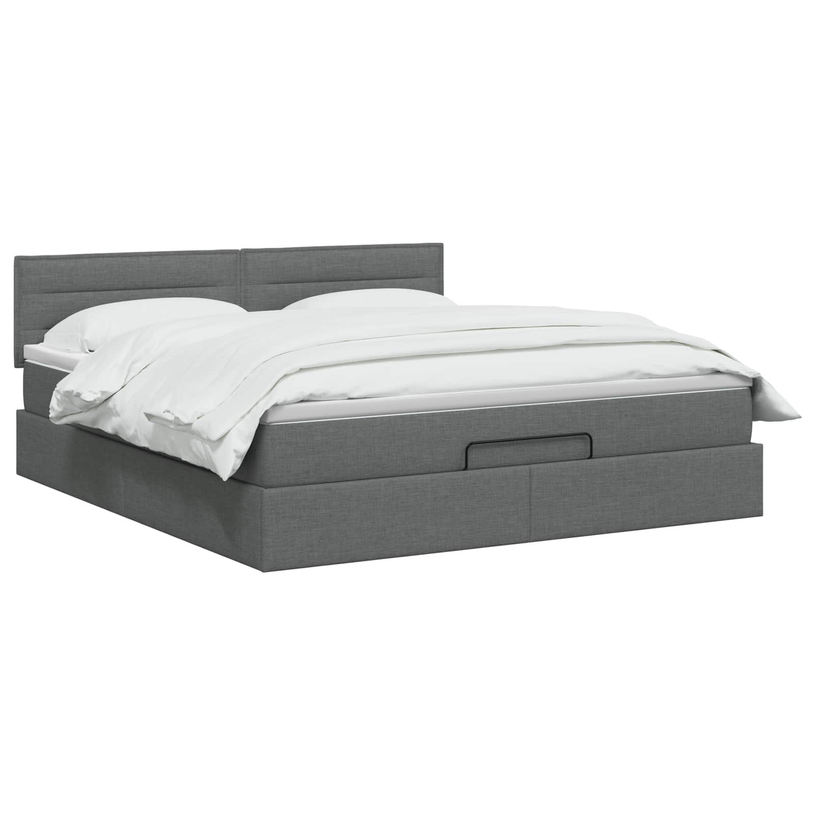 Ottoman Bed with Mattress and LED Dark Grey Double Fabric