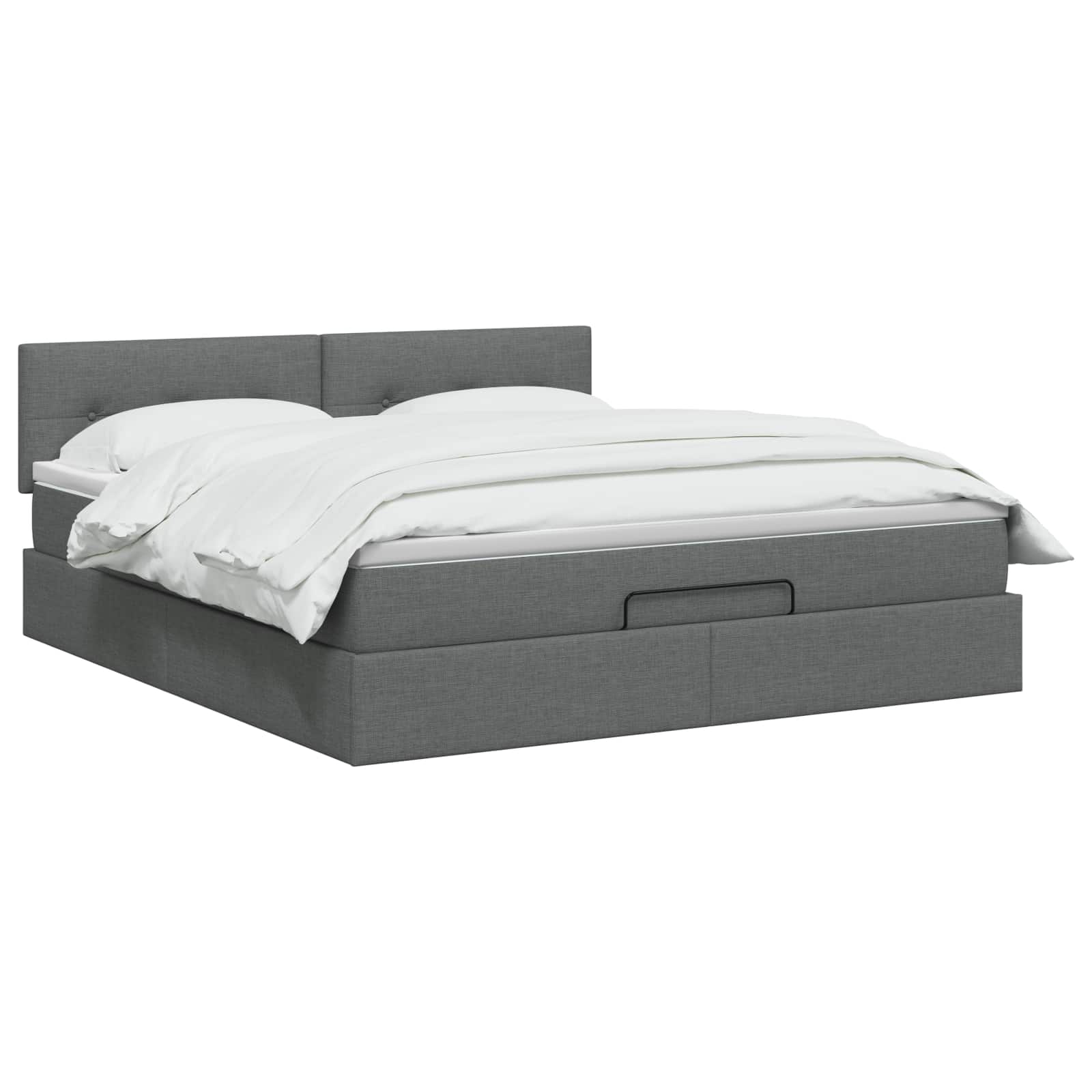 Ottoman Bed with Mattress and LED Dark Grey Queen Fabric