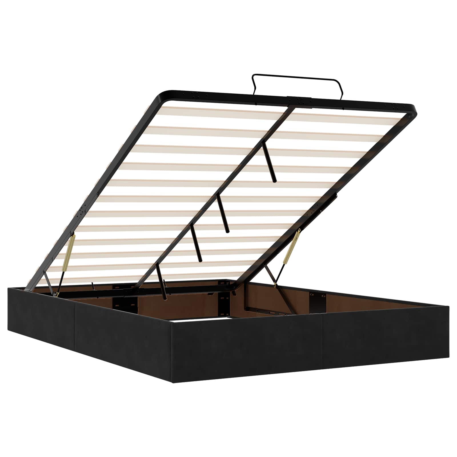 Ottoman Bed with Mattress and LED Black Double Velvet