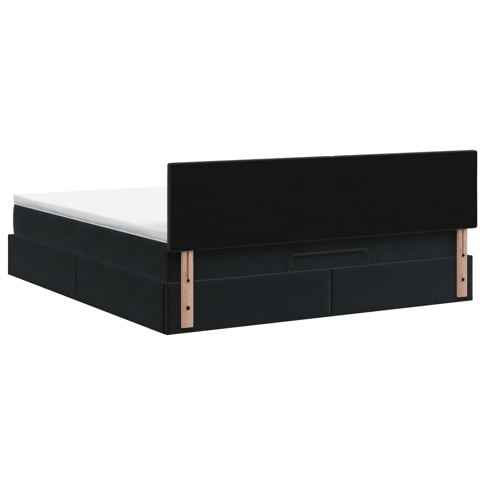 Ottoman Bed with Mattress and LED Black Double Velvet