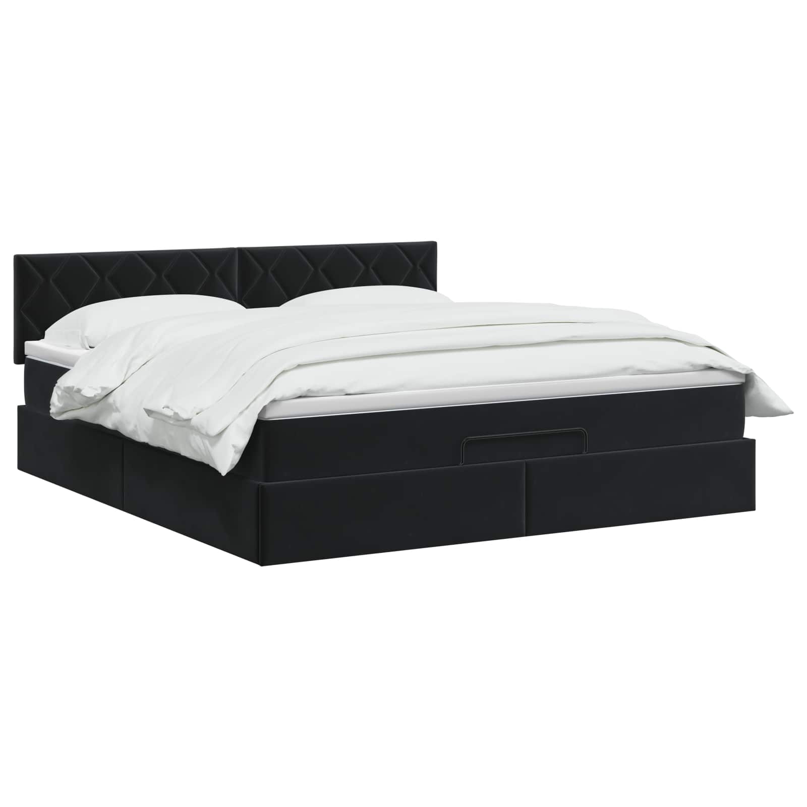 Ottoman Bed with Mattress and LED Black Double Velvet