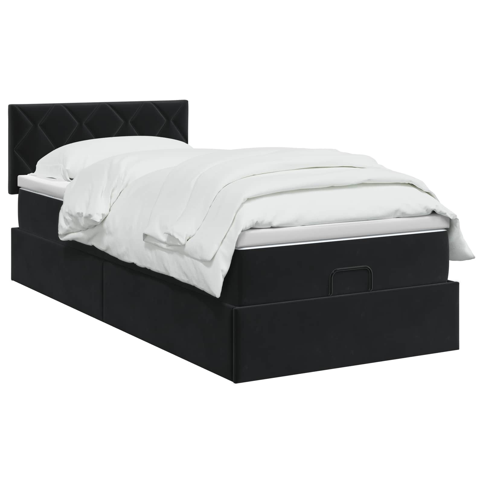 Ottoman Bed with Mattress and LED Black King Single Velvet