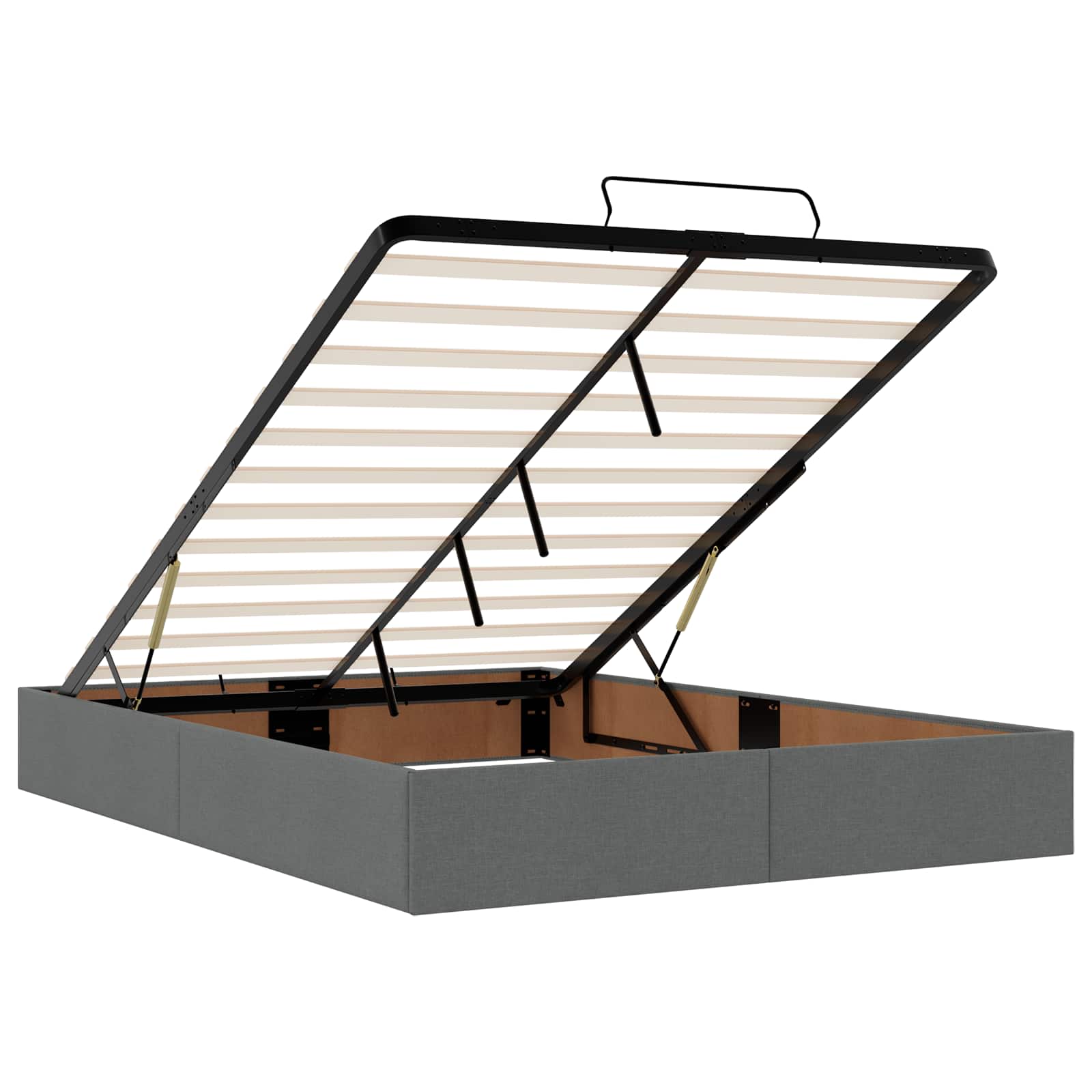 Ottoman Bed with Mattress and LED Dark Grey Double Fabric