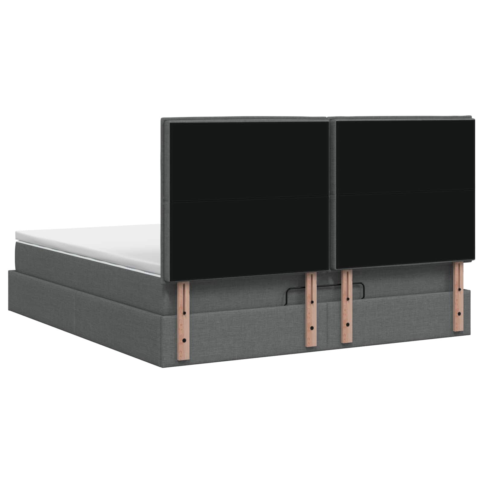 Ottoman Bed with Mattress and LED Dark Grey Double Fabric