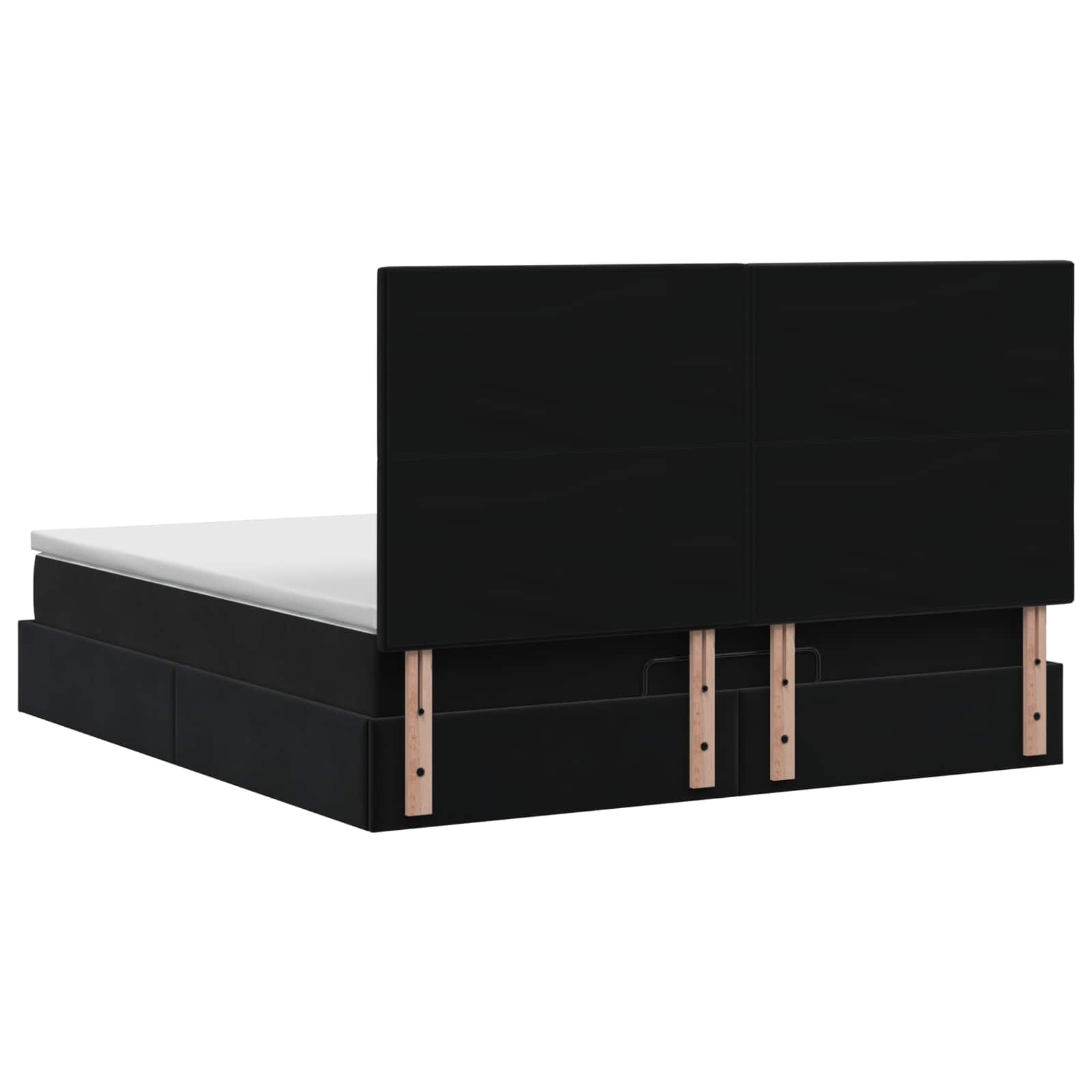 Ottoman Bed with Mattress and LED Black Double Velvet