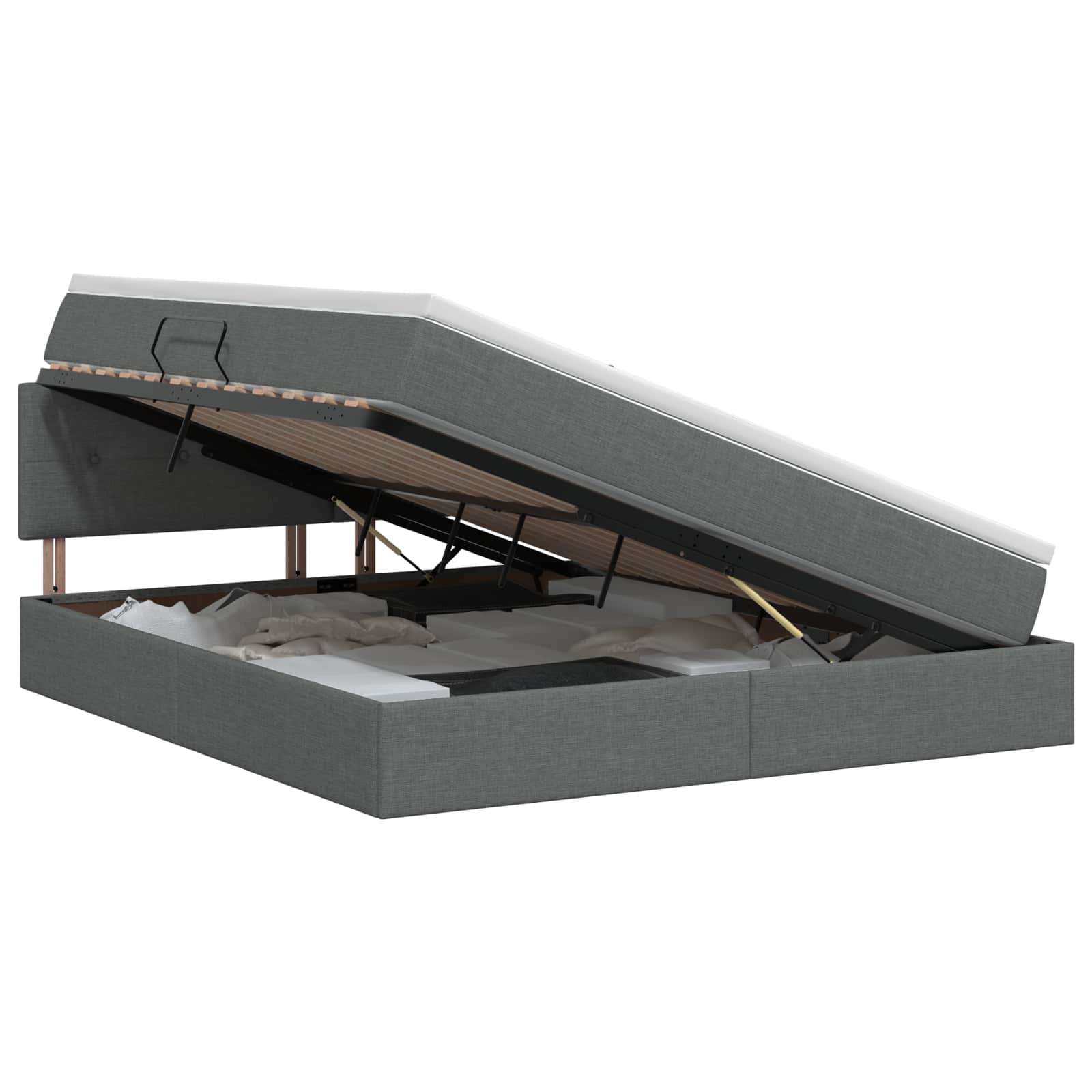 Storage Bed with Headboard 153 x 203 cm Fabric