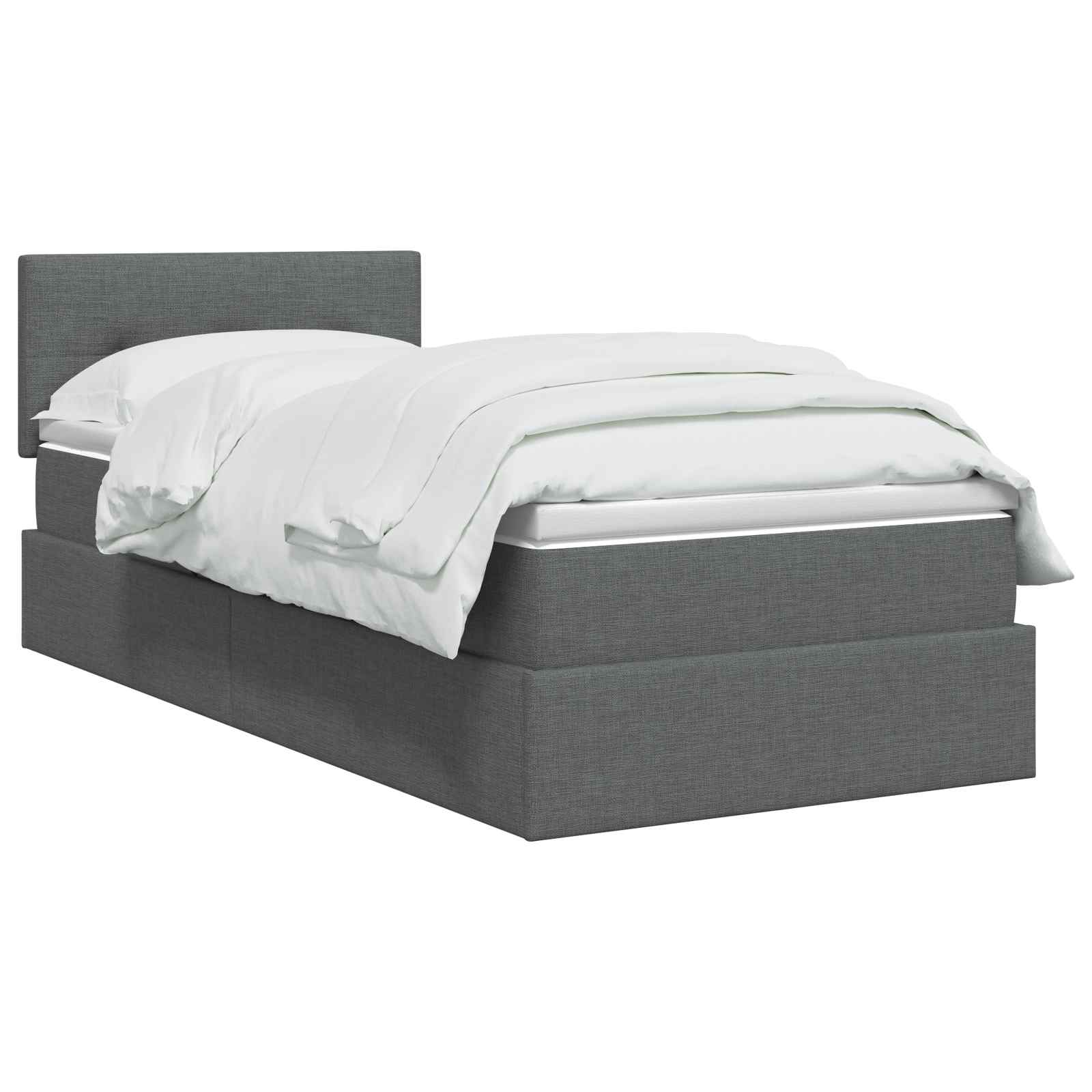 LED Storage Bed with Mattress Dark Grey 100 x 200 cm Fabric