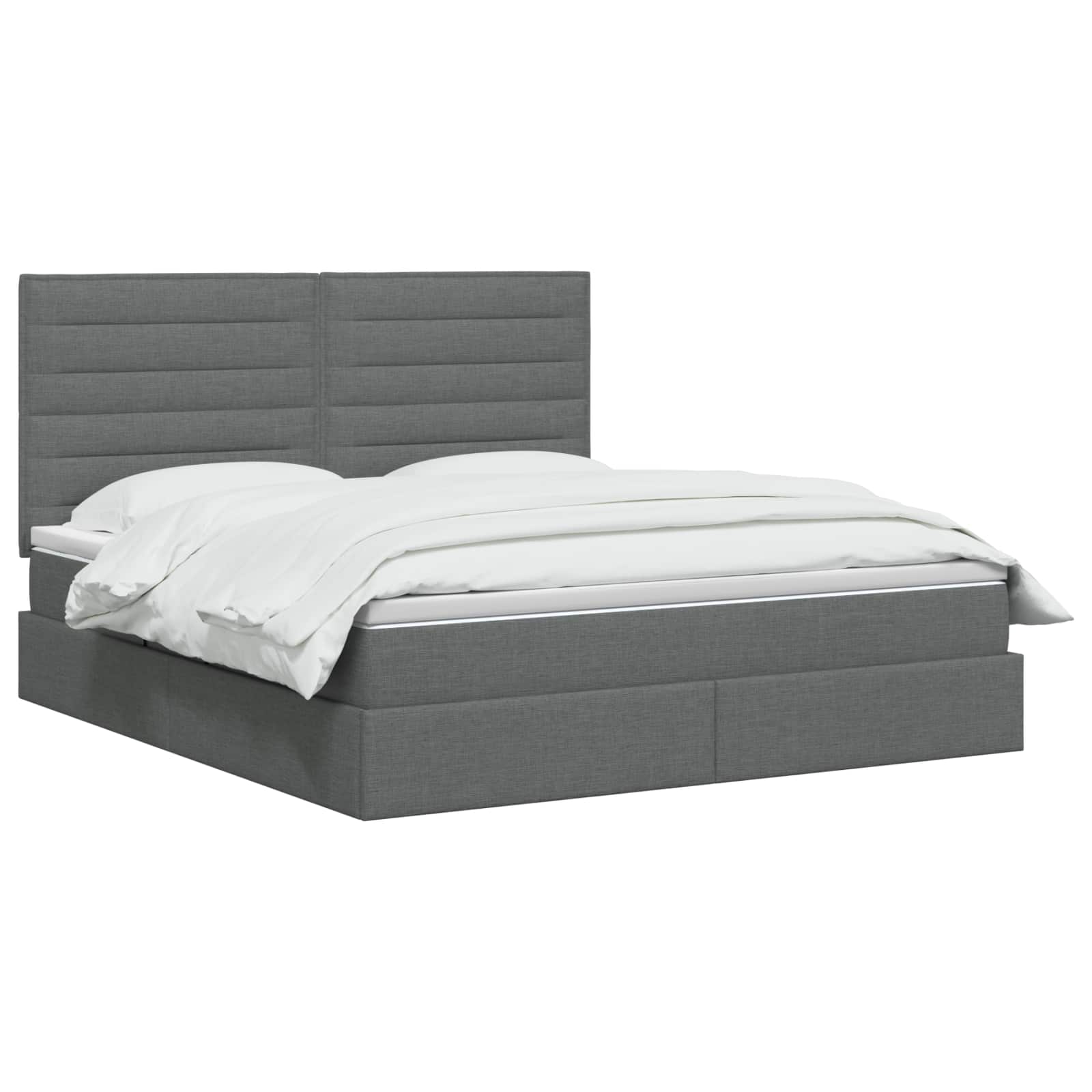 Storage Bed with Headboard with Storage Dark Grey Double Fabric