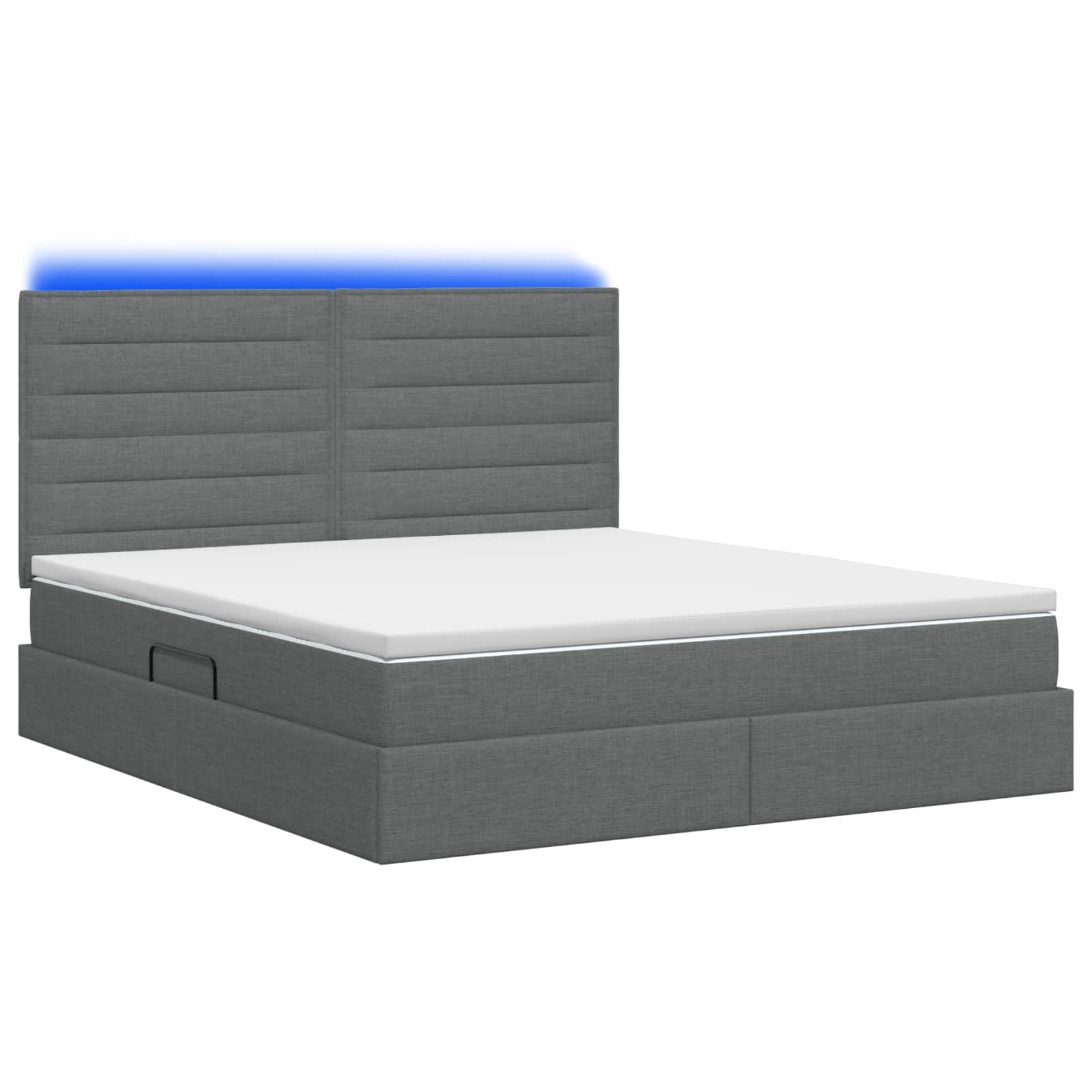 LED Storage Bed with Mattress Dark Grey 140 x 190 cm Fabric