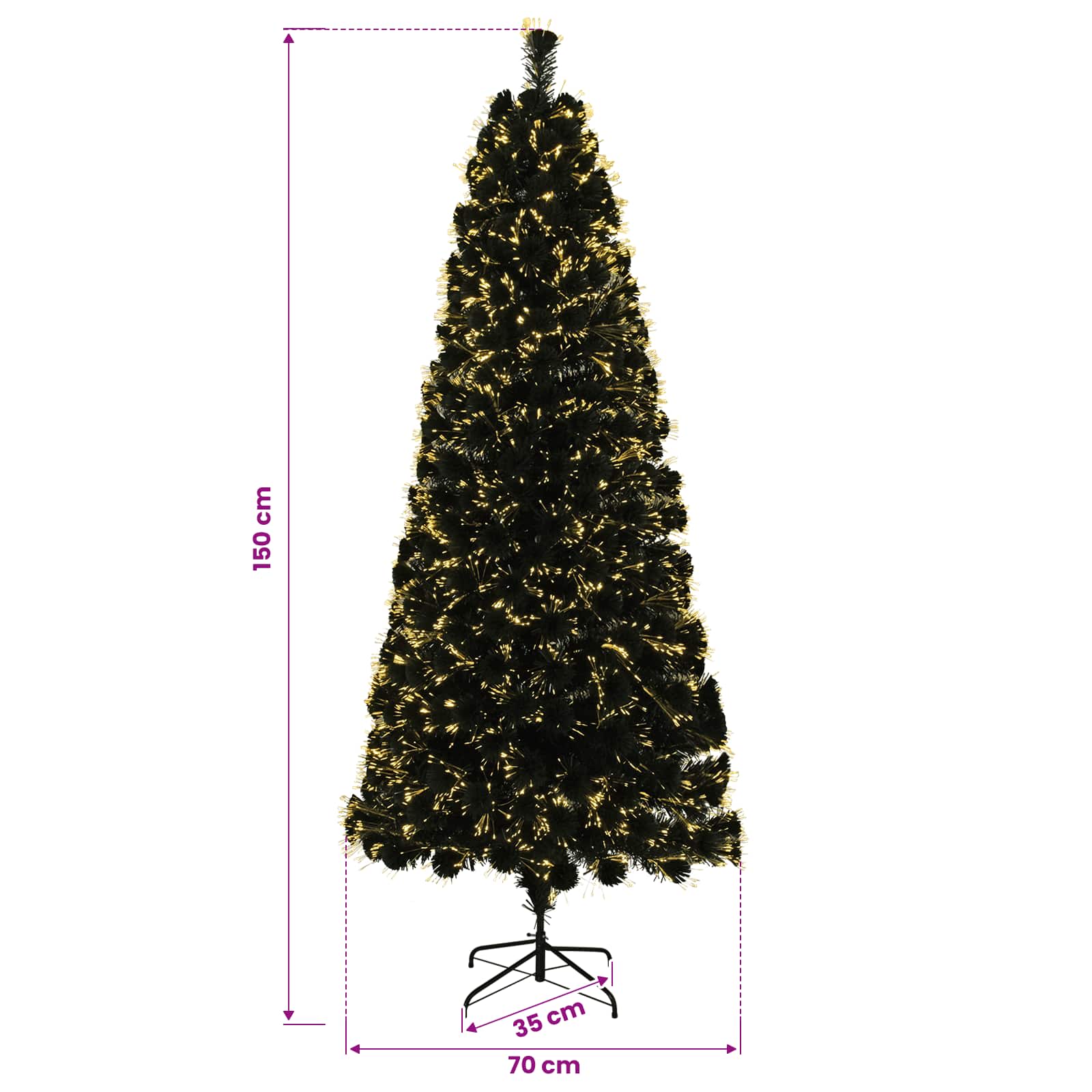 Fiber Optic Christmas Tree 150 cm 24 LEDs Warm White PVC Green