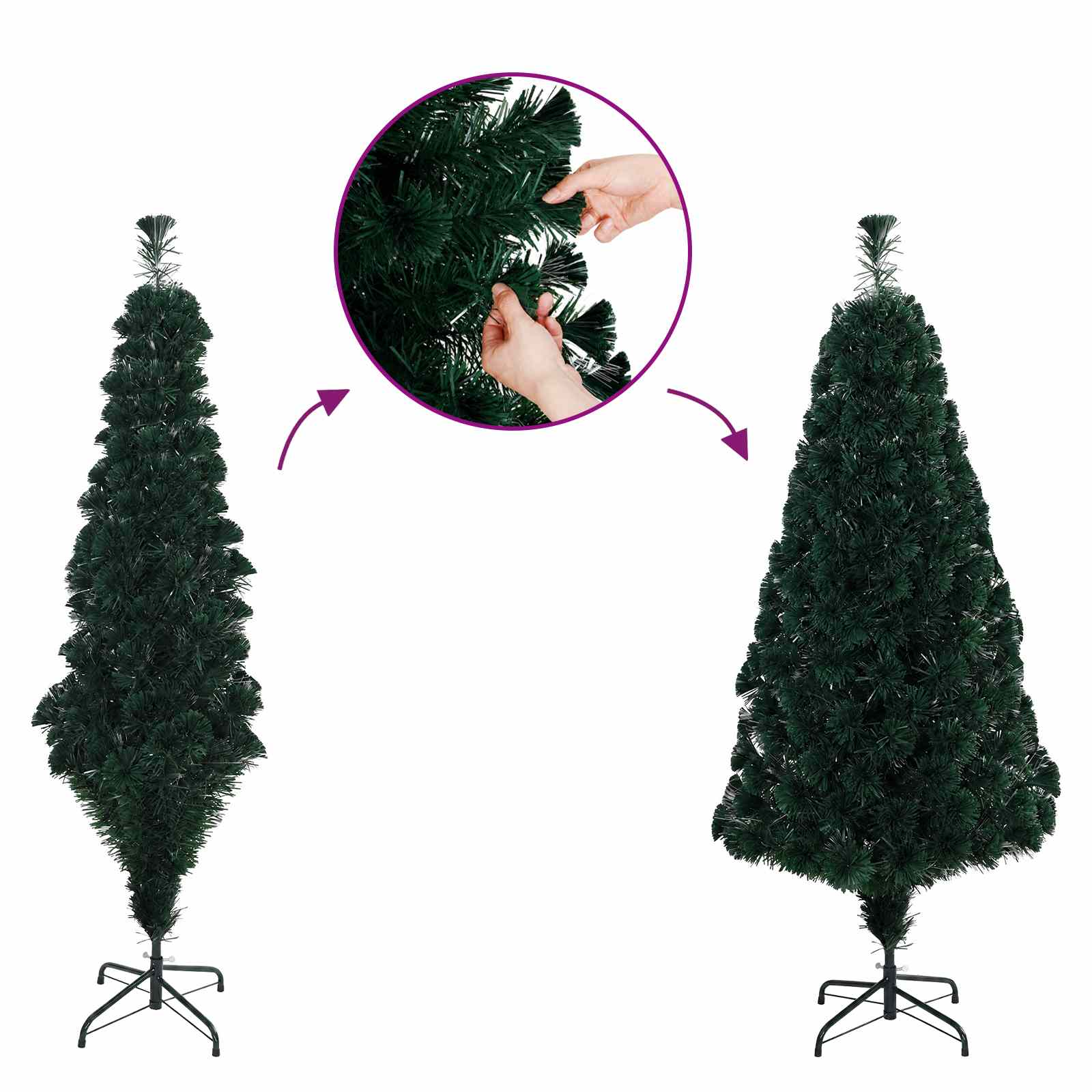 Fiber Optic Christmas Tree 210 cm 24 LEDs Warm White PVC Green