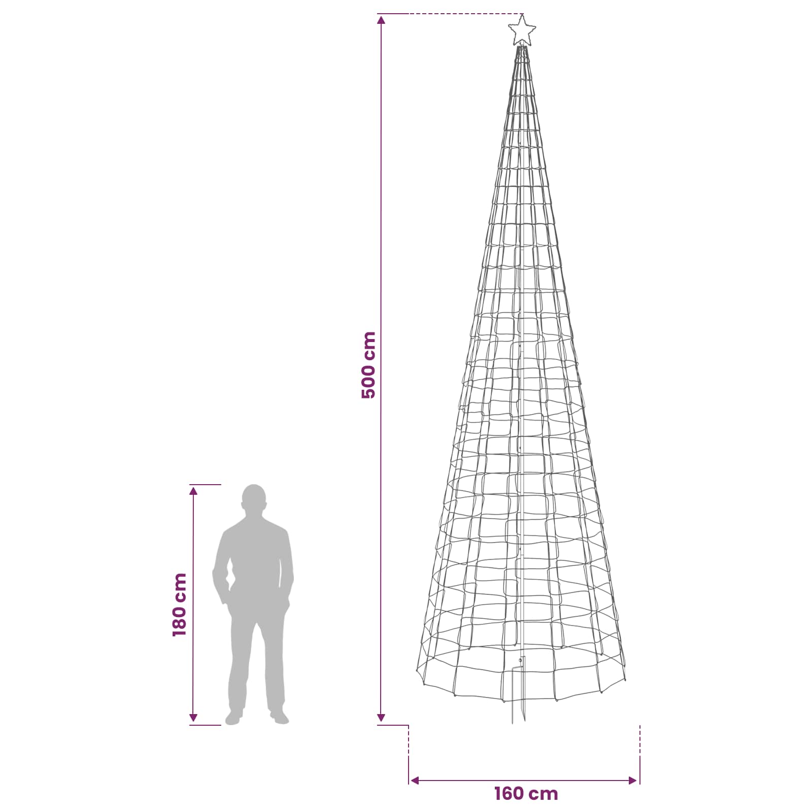 LED Christmas Tree with Spikes 500 cm 1534 LEDs Multicolour