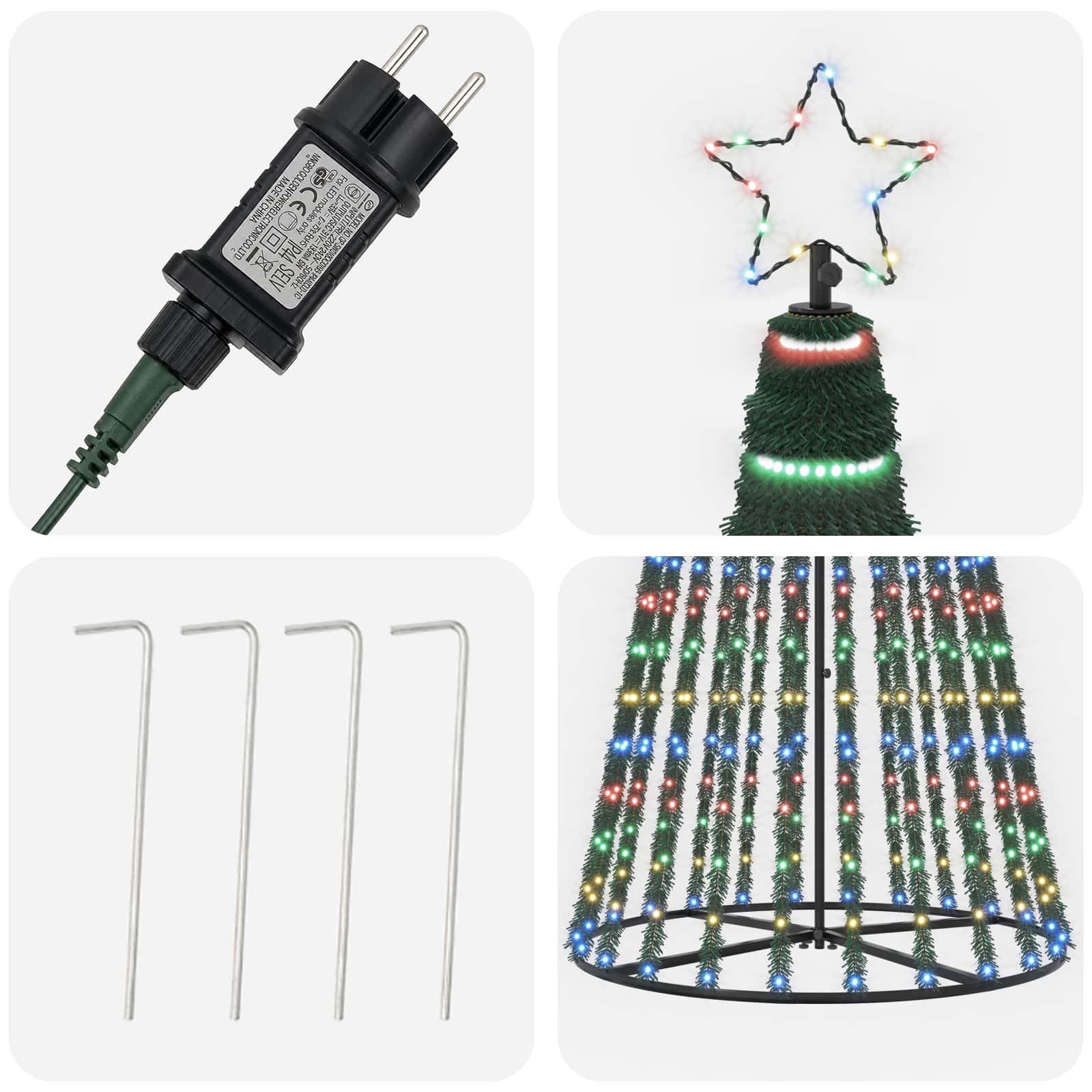 LED Christmas Tree 300 cm 668 LEDs Multicolour Steel Black