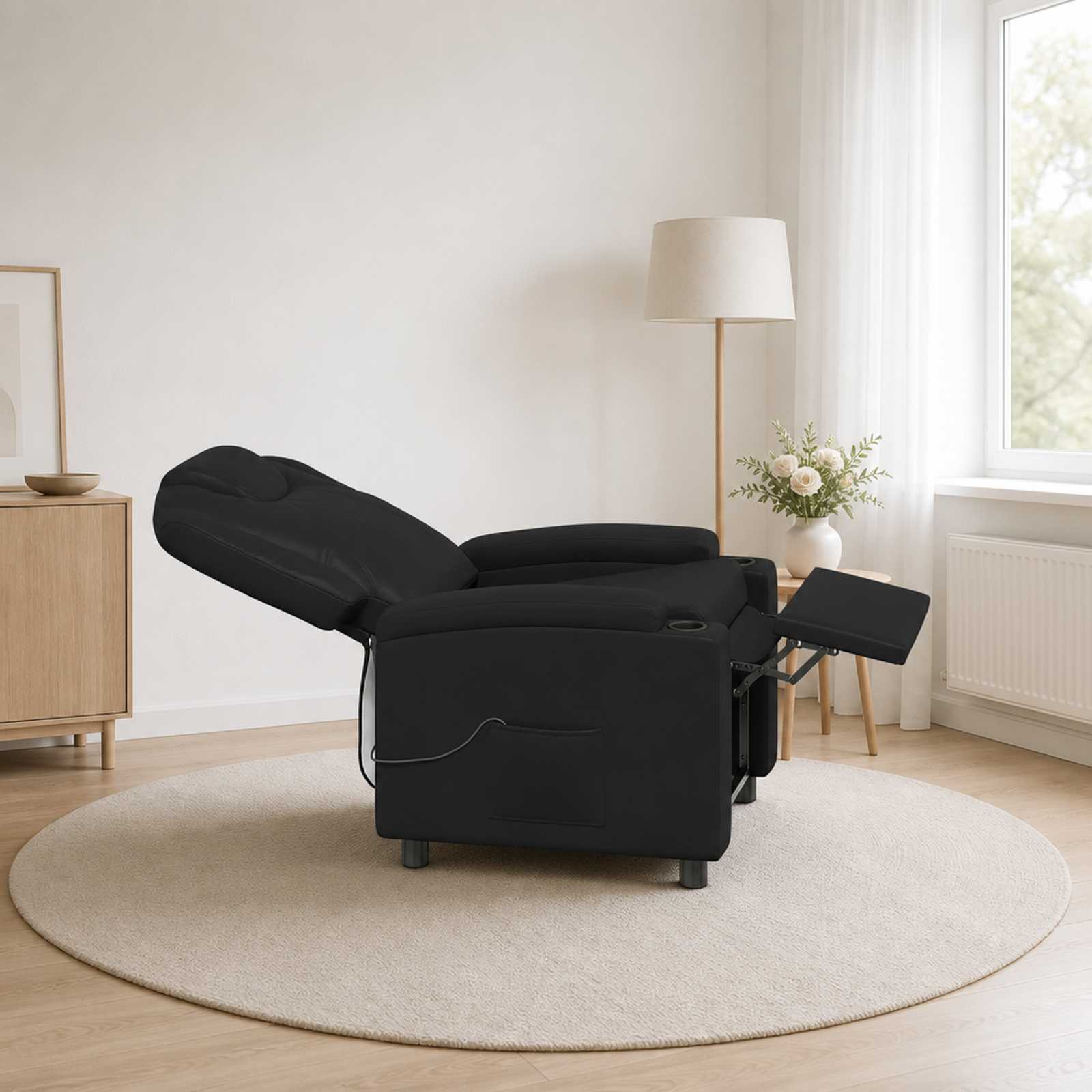 Recliner Massage Chair Black 75 x 95 x 106 cm Fabric