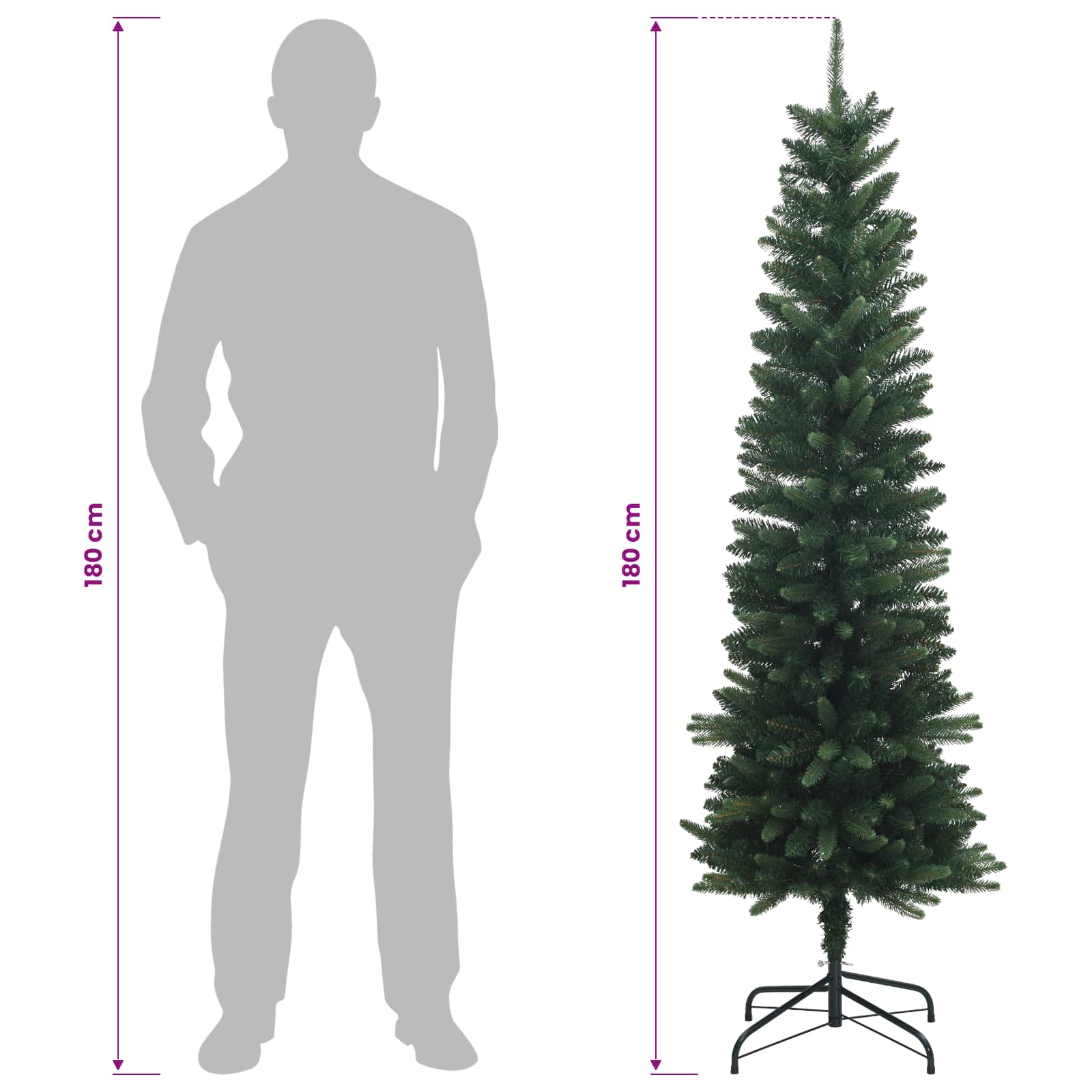 Artificial Slim Christmas Tree 180 cm PE and PVC Green