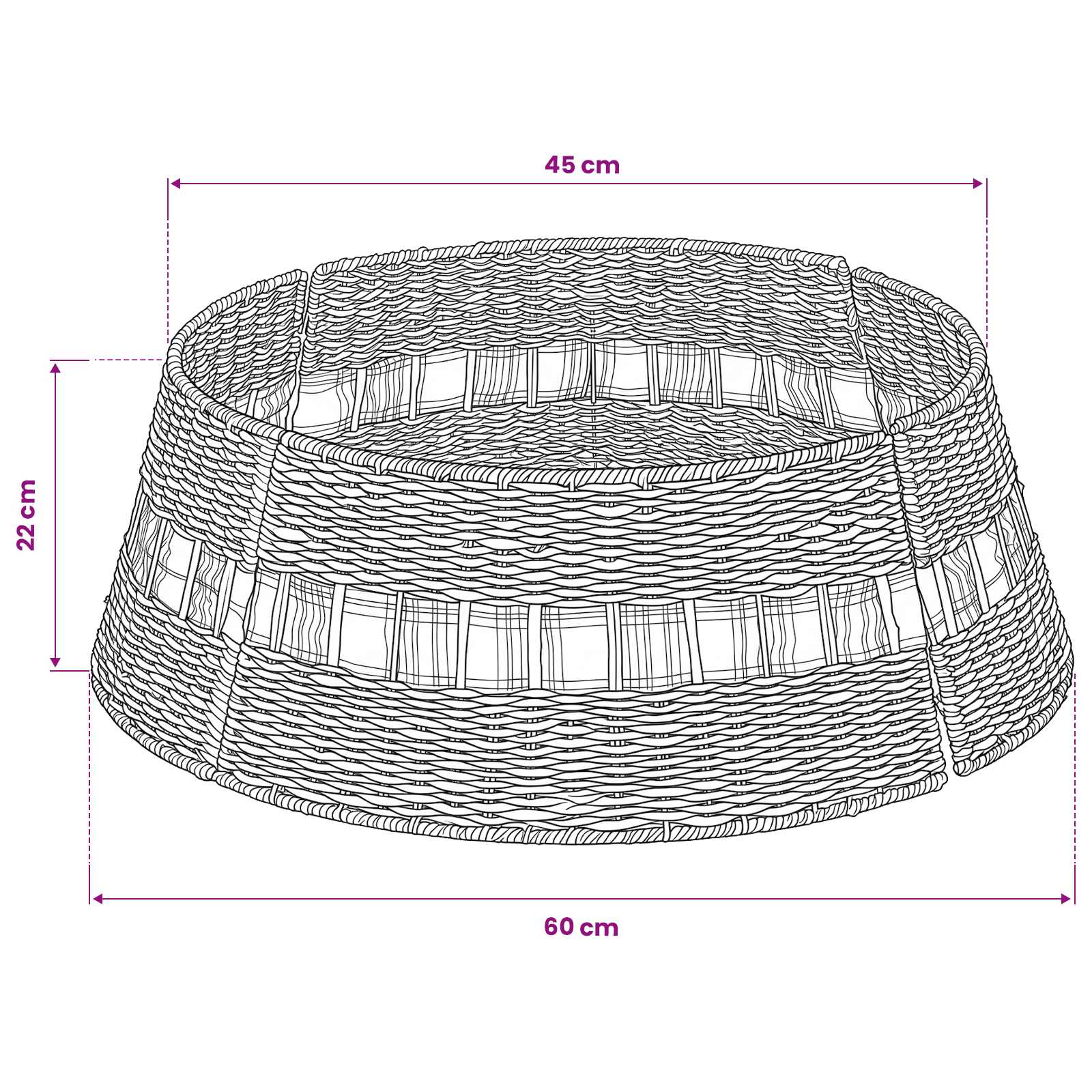 Christmas Tree Collar Round Natural Dia. 60 x 22 cm Seagrass