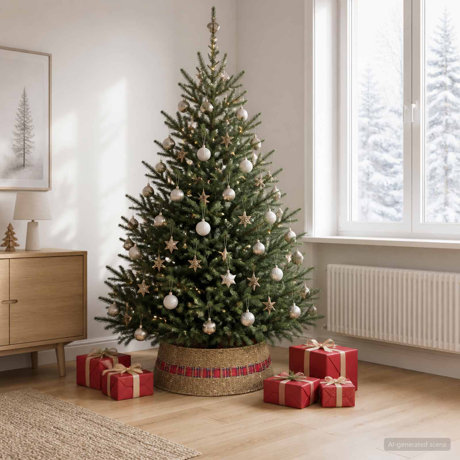 Christmas Tree Collar Round Natural Dia. 75 x 25 cm Seagrass