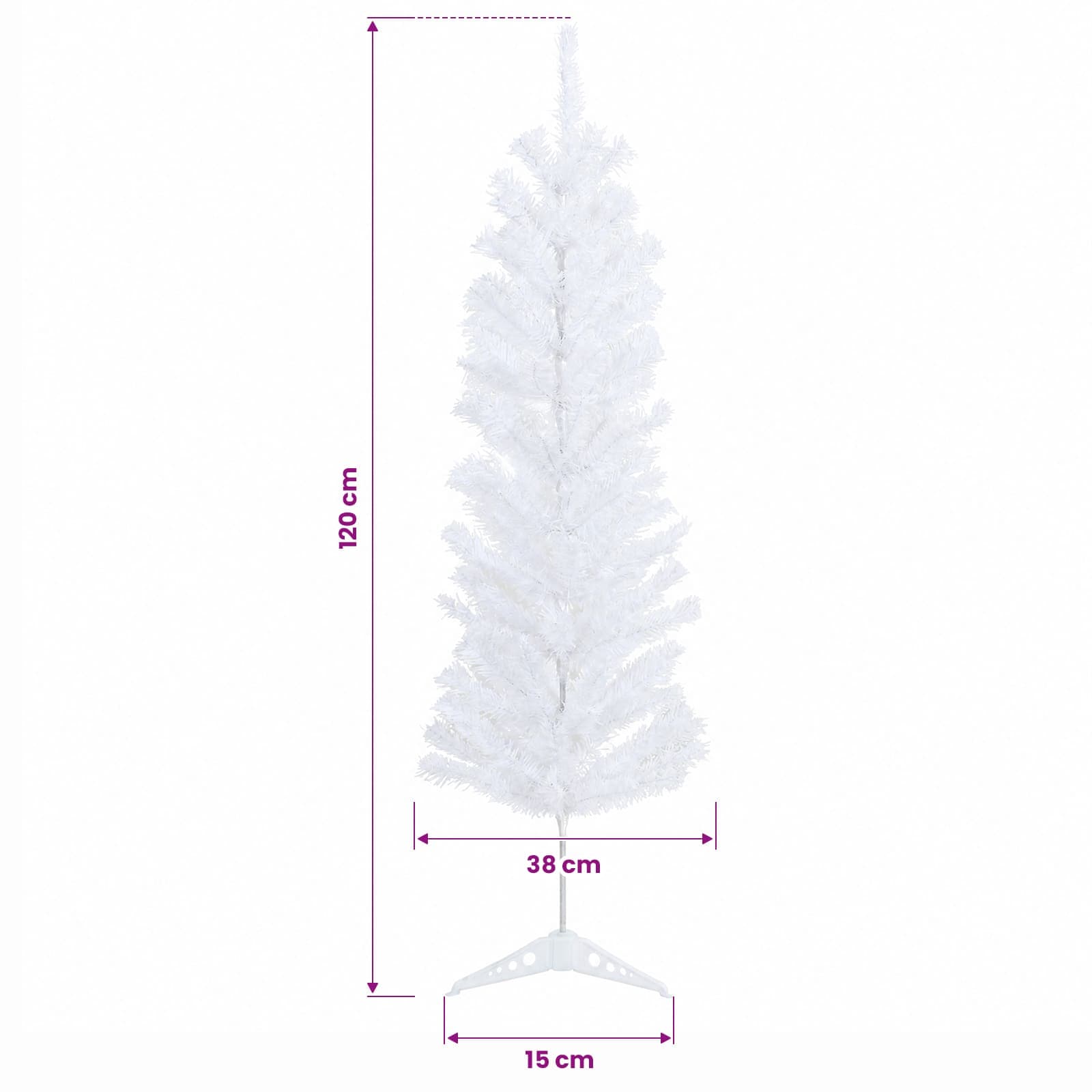 Artificial Slim Christmas Tree 120 cm 150 LEDs Warm White