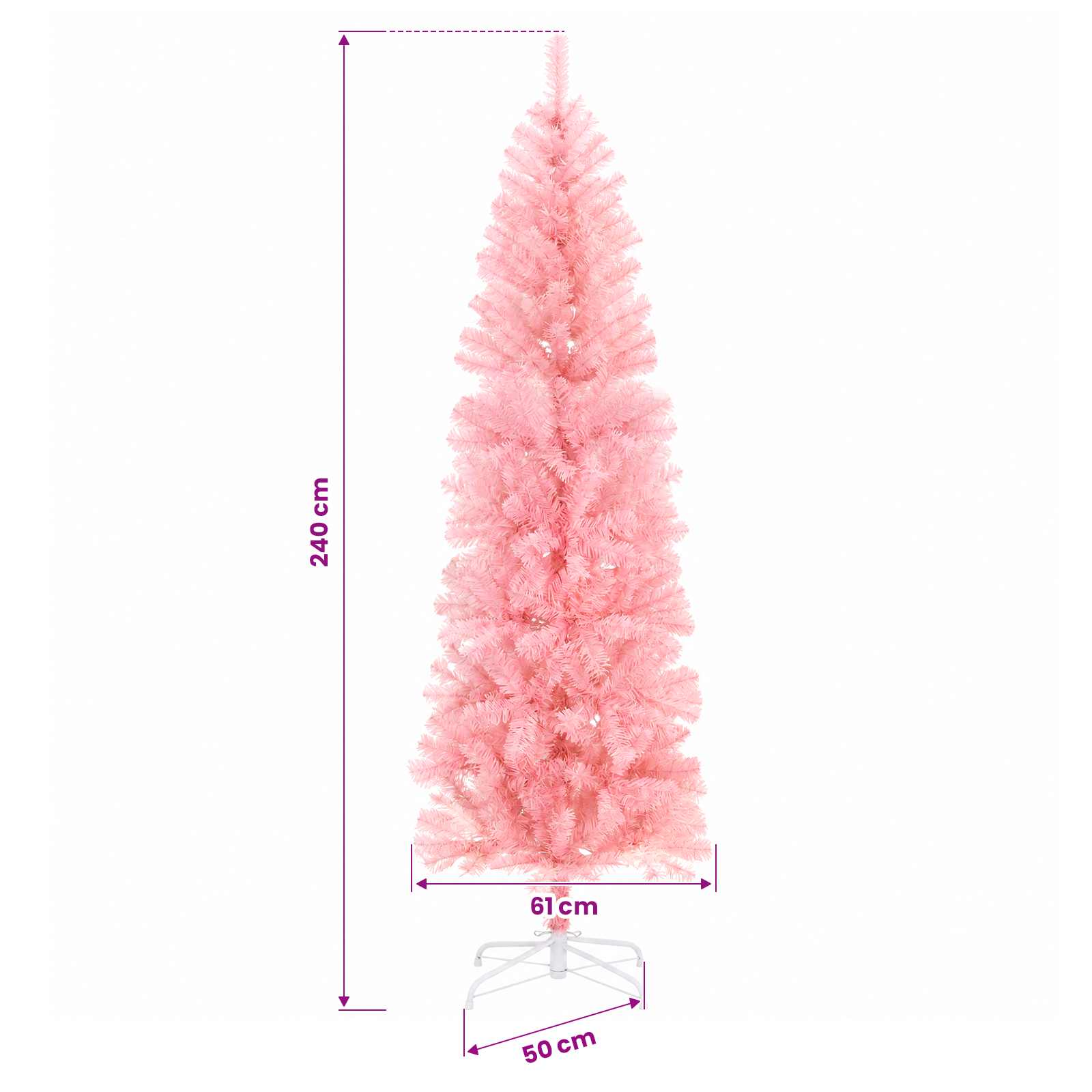 Artificial Slim Christmas Tree 240 cm 300 LEDs Warm White