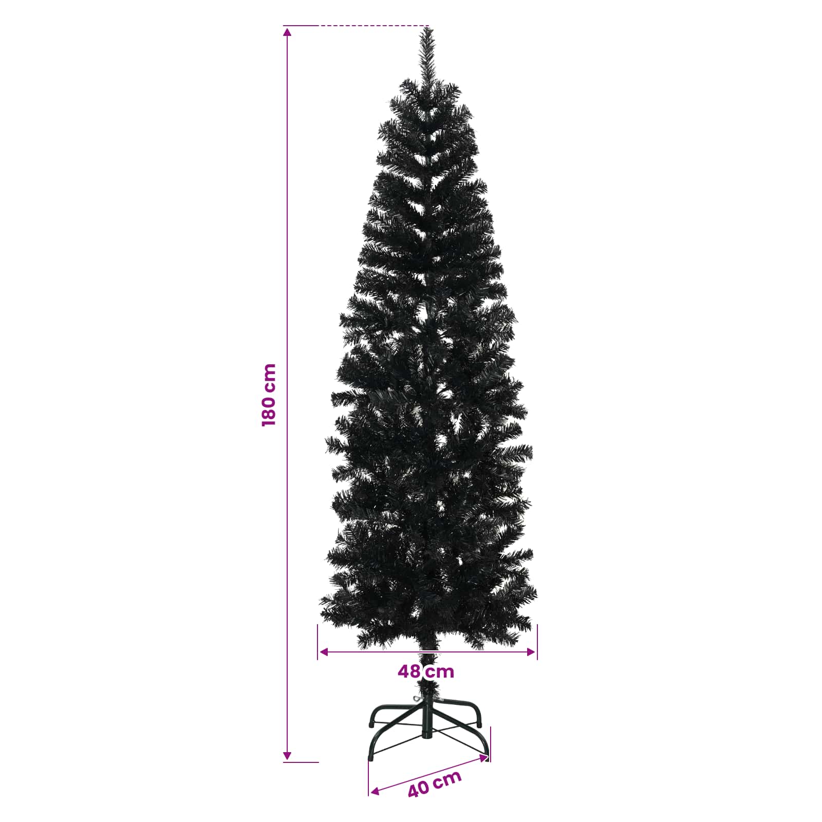 Artificial Slim Christmas Tree 180 cm 300 LEDs Warm White
