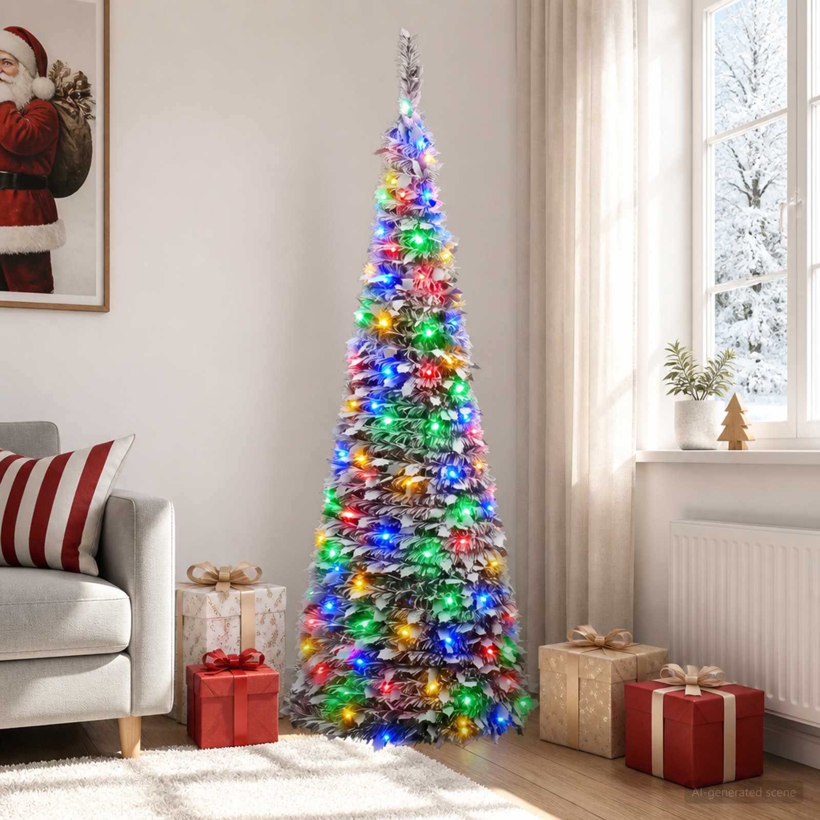 Pop-up LED Christmas Tree 210 cm 200 LEDs PVC Green and white