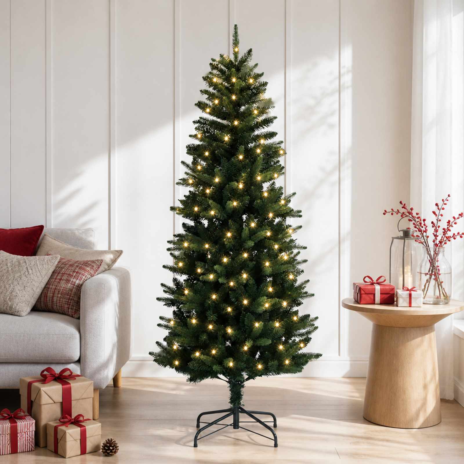 Artificial Hinged Christmas Tree 150 cm 150 LEDs Warm White