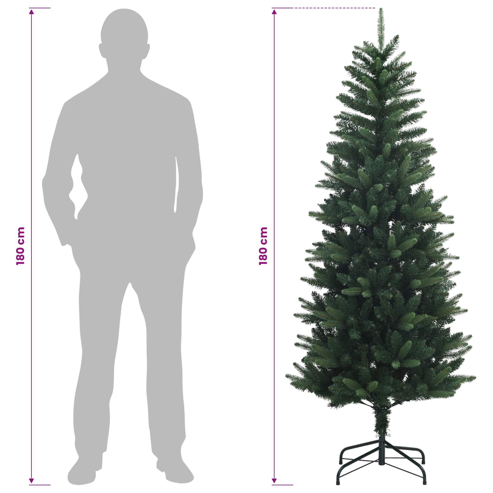 Artificial Hinged Christmas Tree 180 cm 300 LEDs Warm White