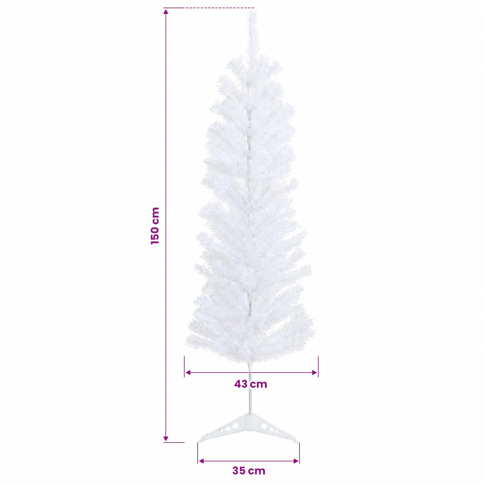 Artificial Slim Christmas Tree 150 cm PVC and Steel White