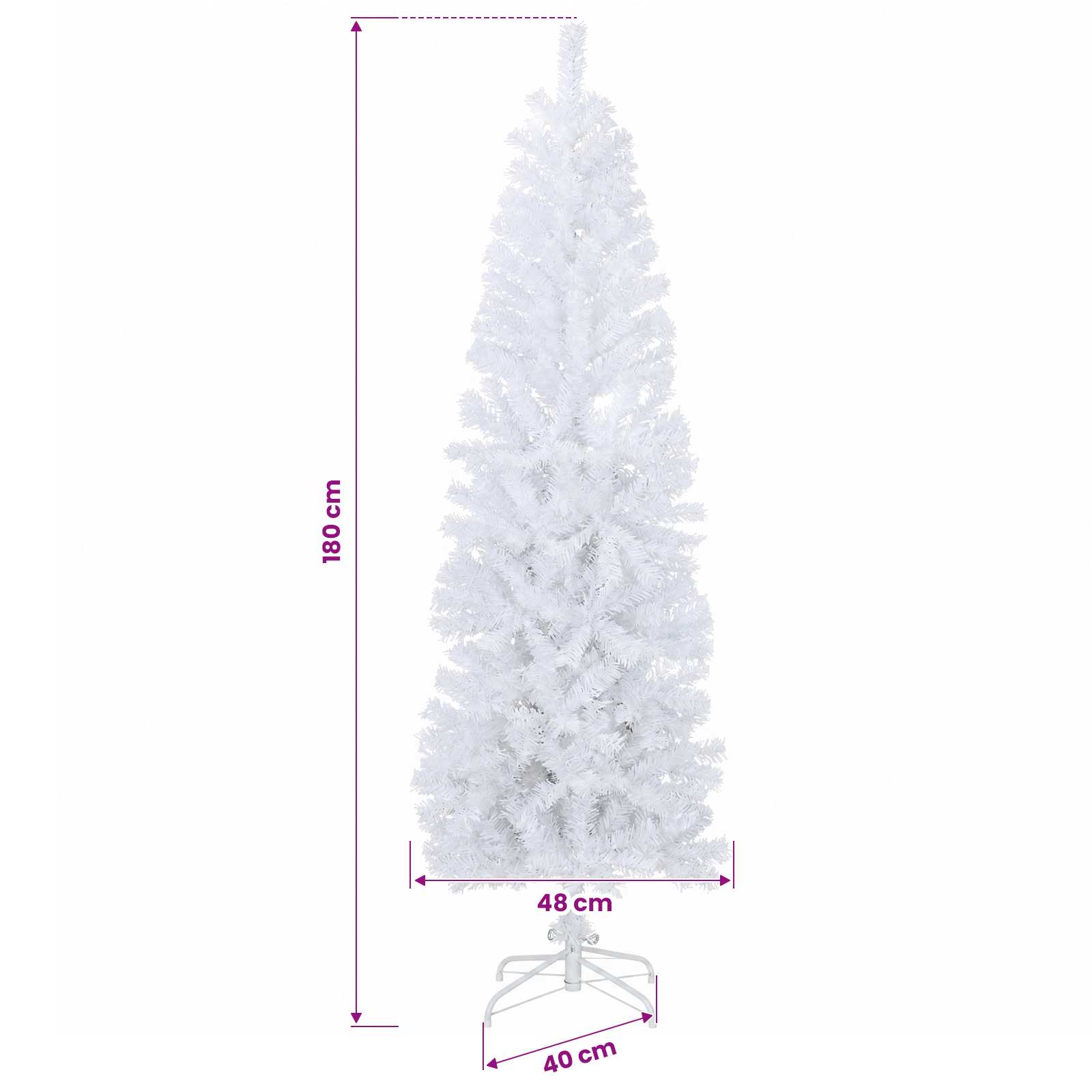 Artificial Slim Christmas Tree 180 cm PVC and Steel White