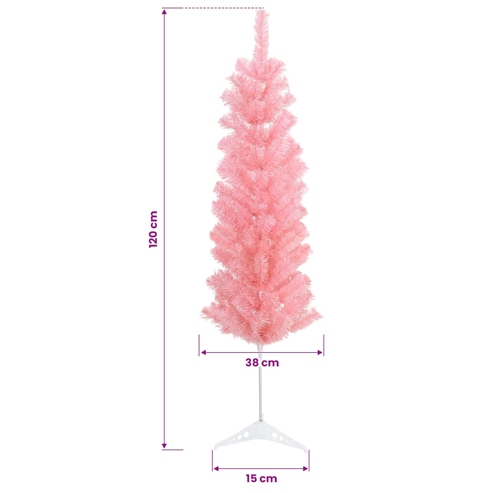 Artificial Slim Christmas Tree 120 cm PVC and Steel Pink