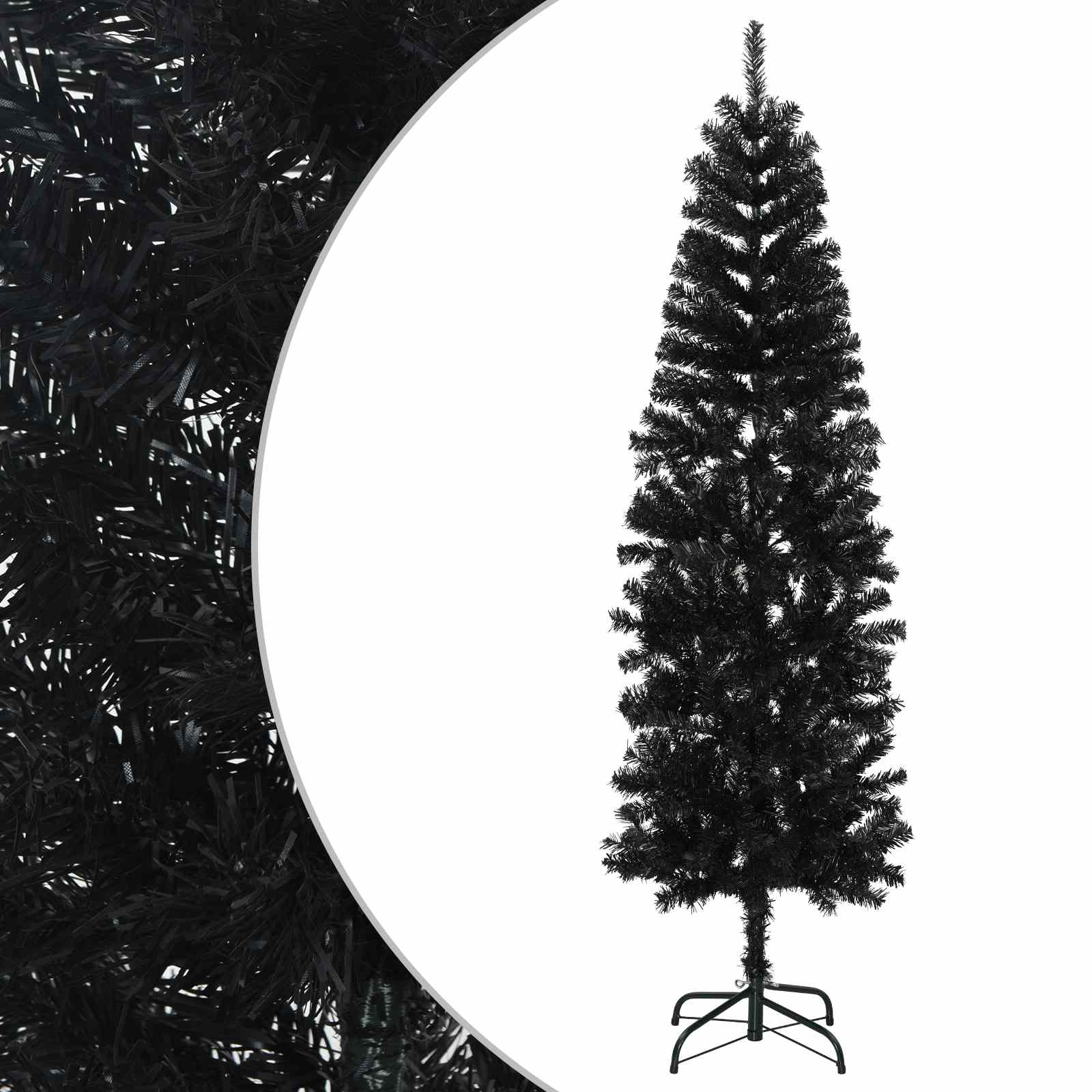 Artificial Slim Christmas Tree 240 cm PVC and Steel Black