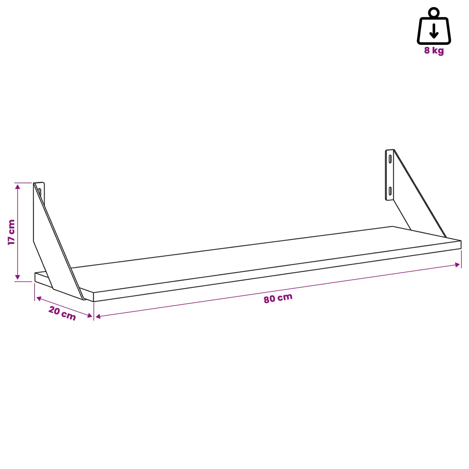 Wall Shelves 2 pcs White 80 x 20 x 17 cm