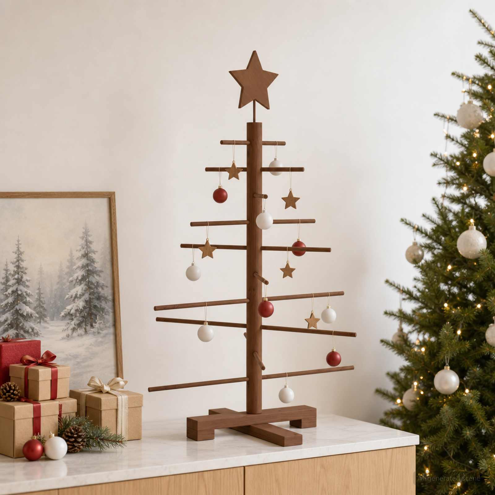 Wooden Christmas Tree KOTKA 75 cm Bamboo and solid pine wood