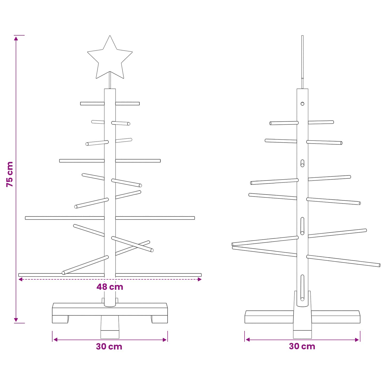 Wooden Christmas Tree KOTKA 75 cm Bamboo and solid pine wood