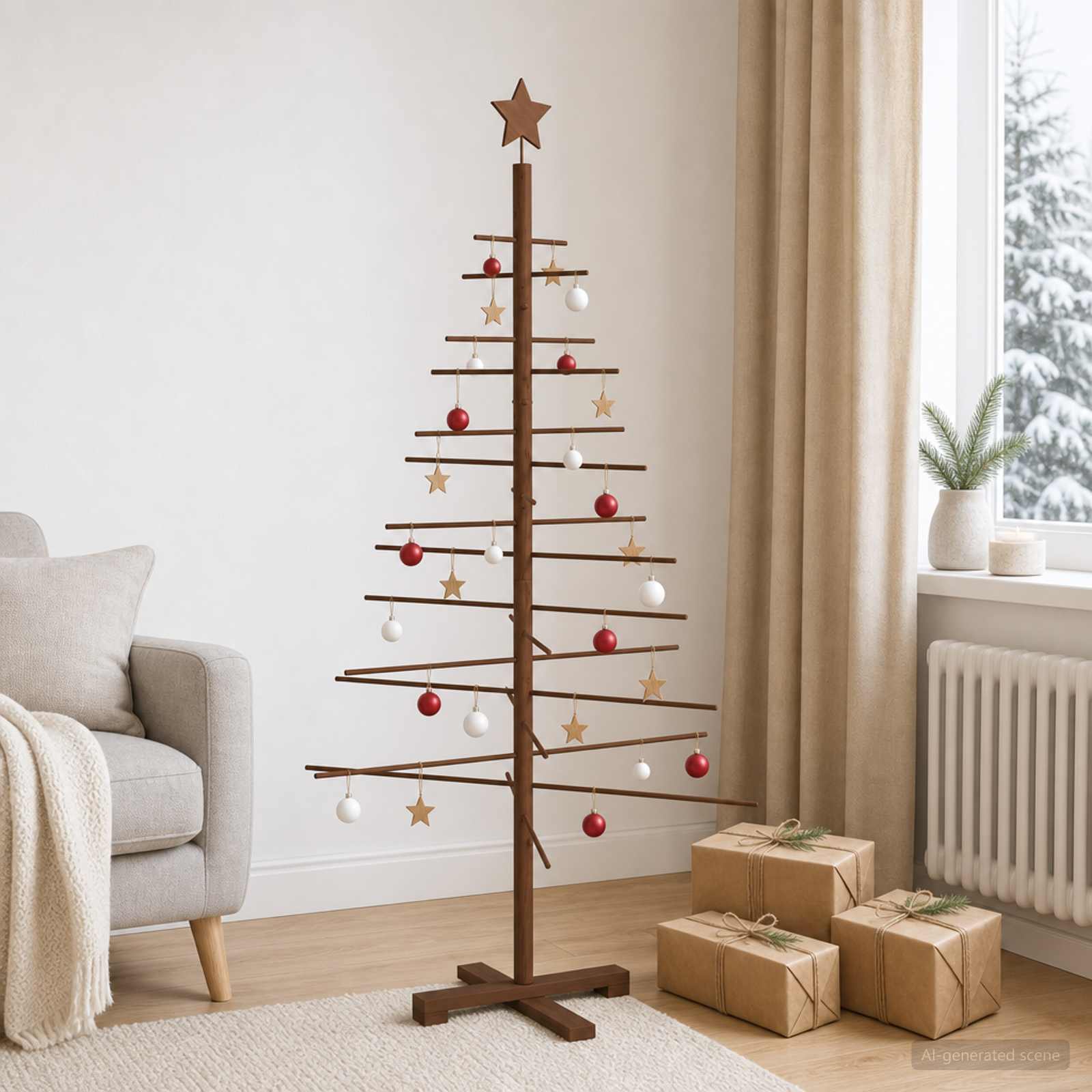 Wooden Christmas Tree KOTKA 150 cm Bamboo and solid pine wood