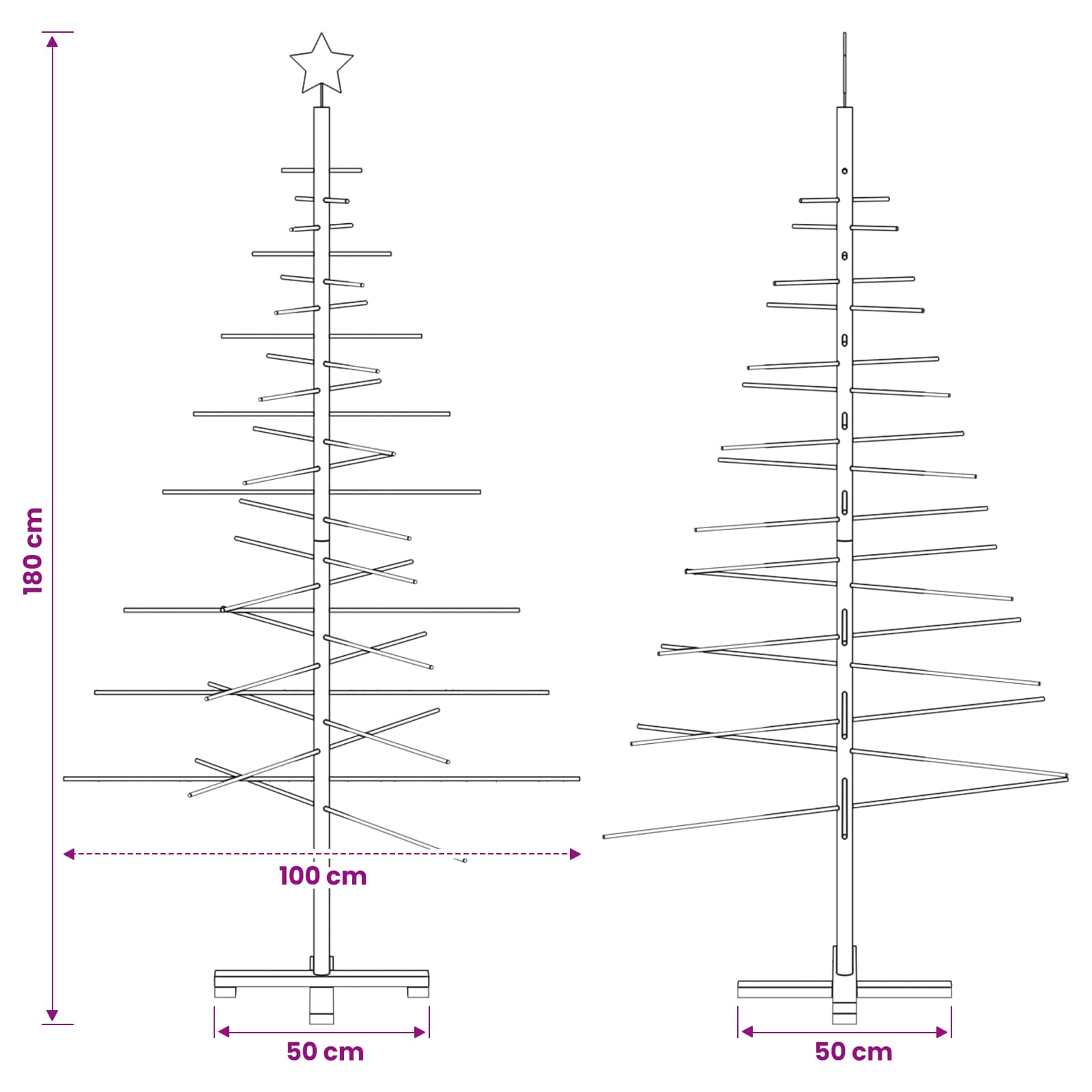 Wooden Christmas Tree KOTKA 180 cm Bamboo and solid pine wood