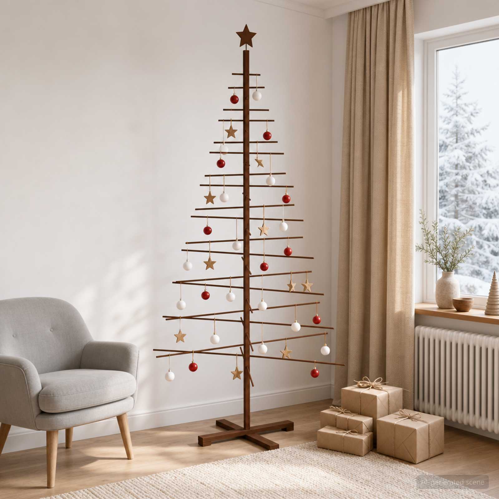 Wooden Christmas Tree KOTKA 210 cm Bamboo and solid pine wood
