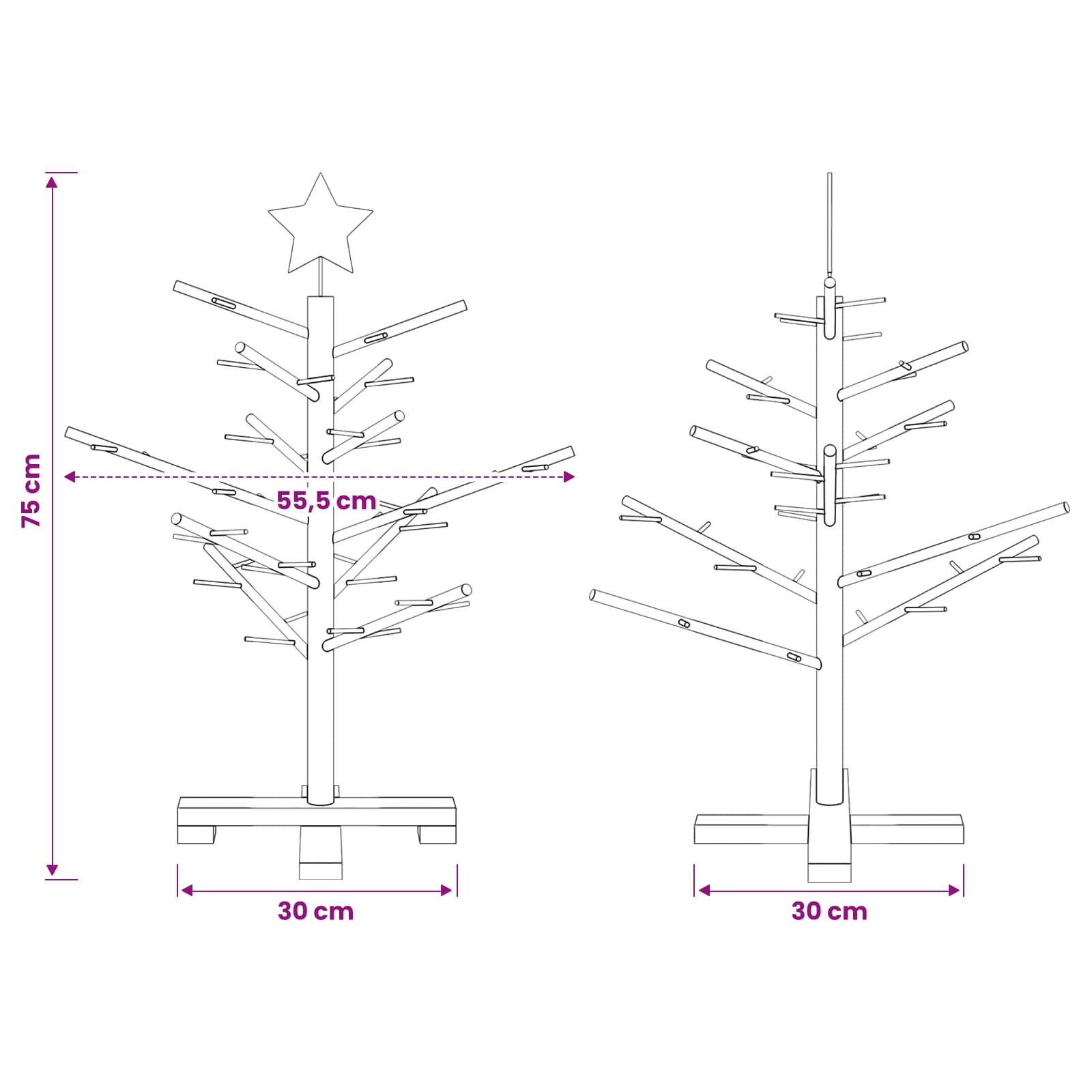 Wooden Christmas Tree KOTKA 75 cm Bamboo and solid pine wood