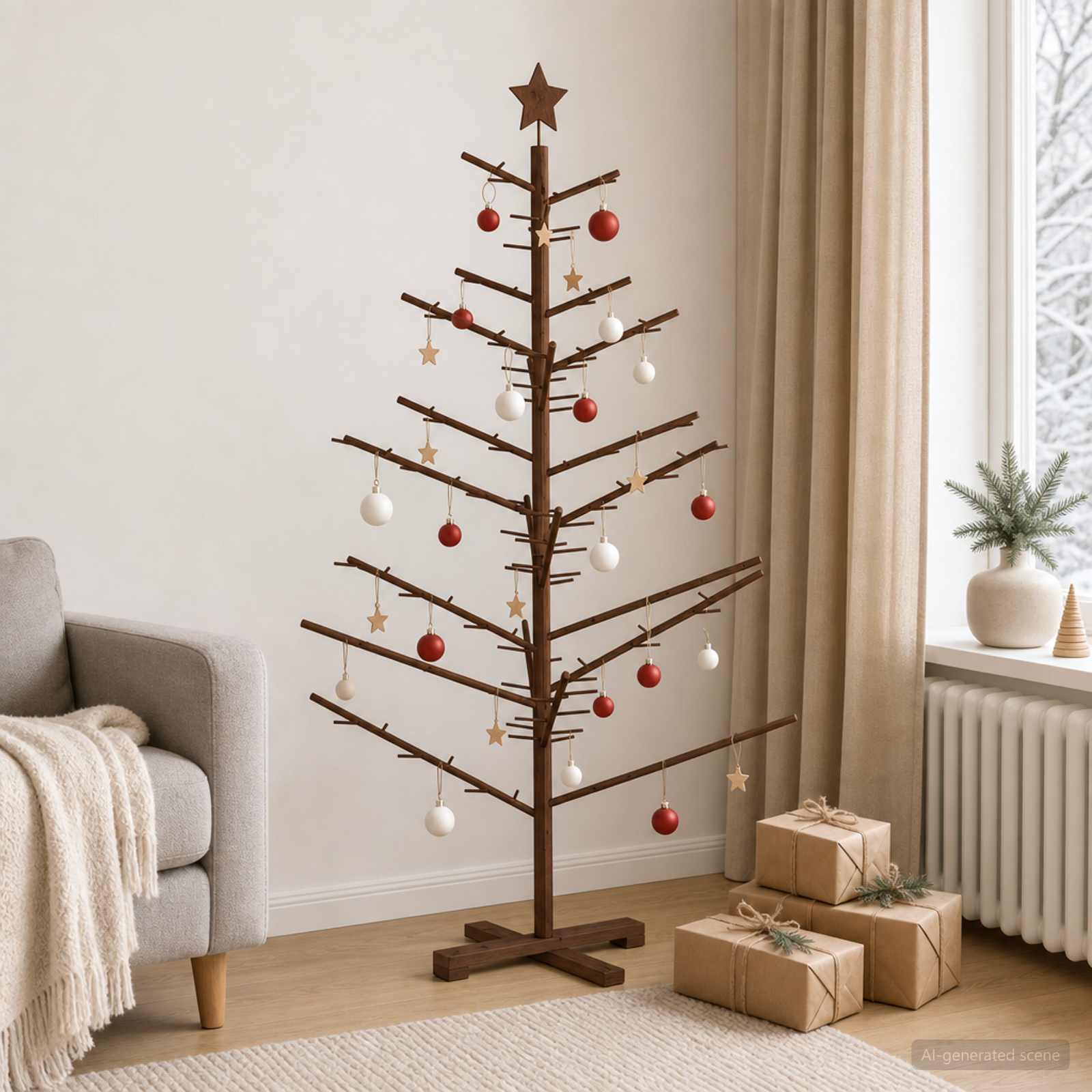 Wooden Christmas Tree KOTKA 150 cm Bamboo and solid pine wood
