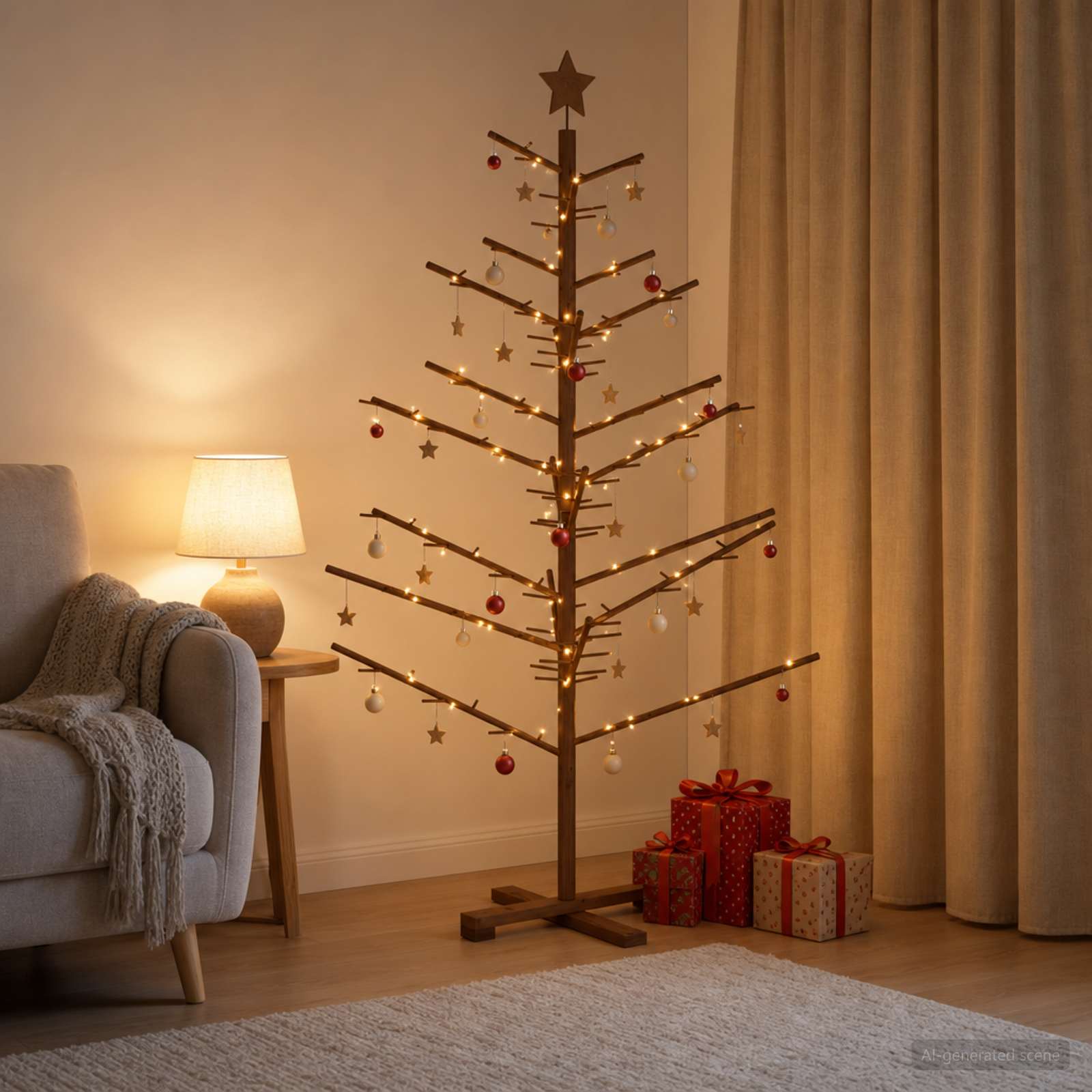 Wooden Christmas Tree KOTKA 150 cm Bamboo and solid pine wood
