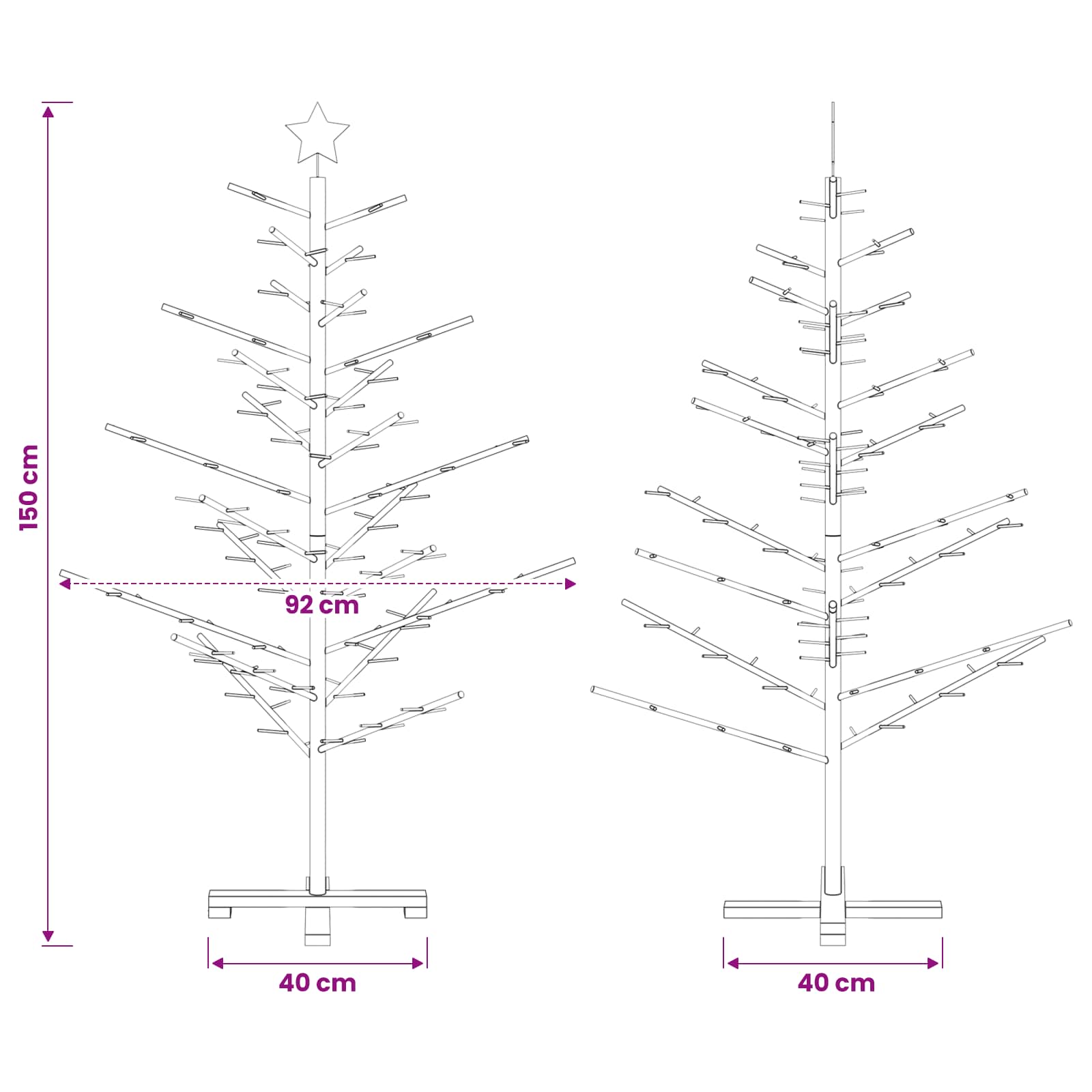 Wooden Christmas Tree KOTKA 150 cm Bamboo and solid pine wood