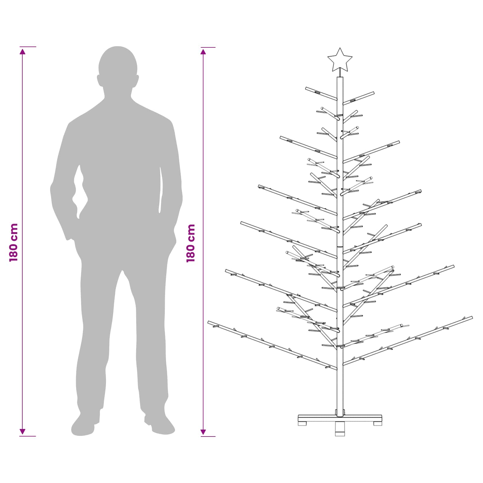 Wooden Christmas Tree KOTKA 180 cm Bamboo and solid pine wood