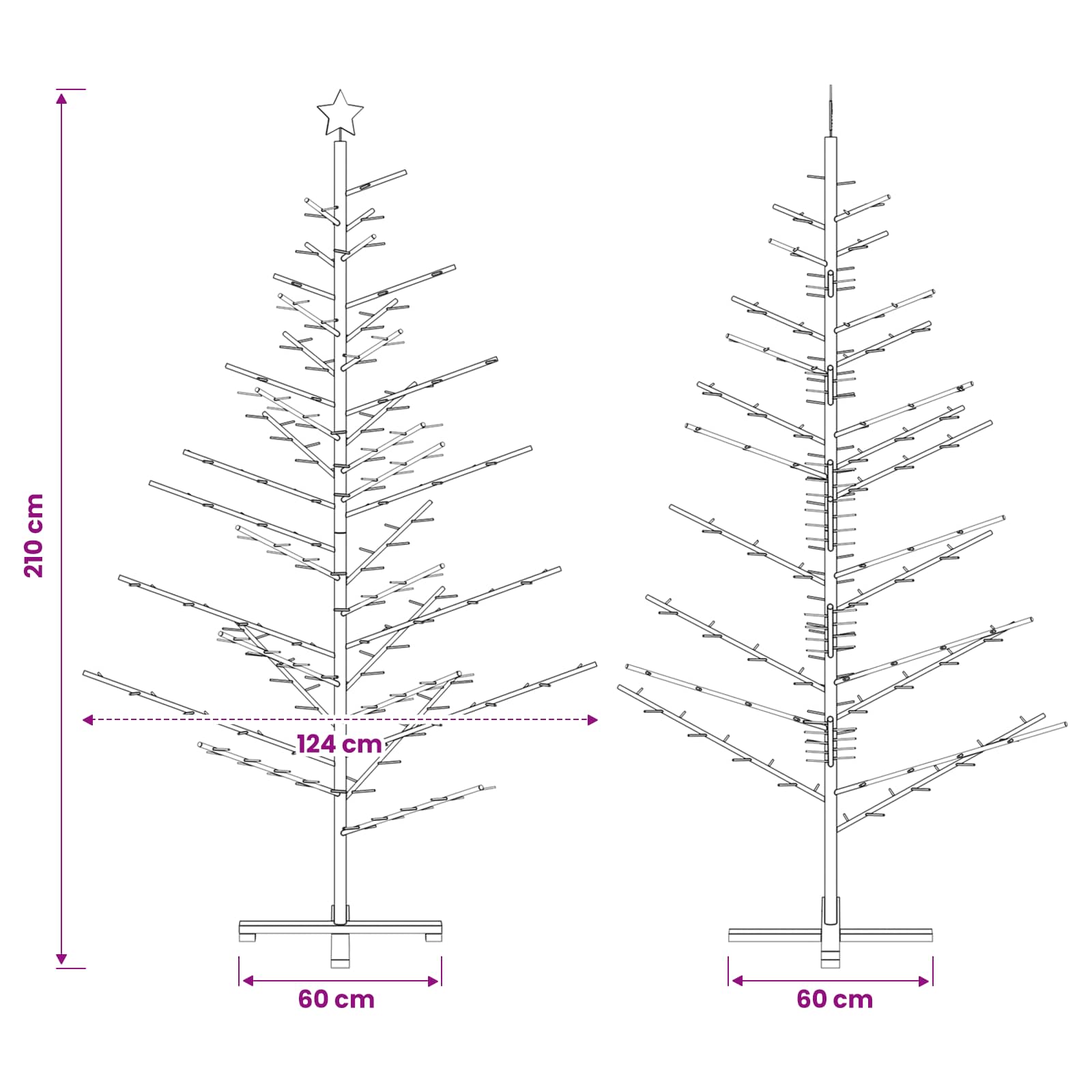 Wooden Christmas Tree KOTKA 210 cm Bamboo and solid pine wood