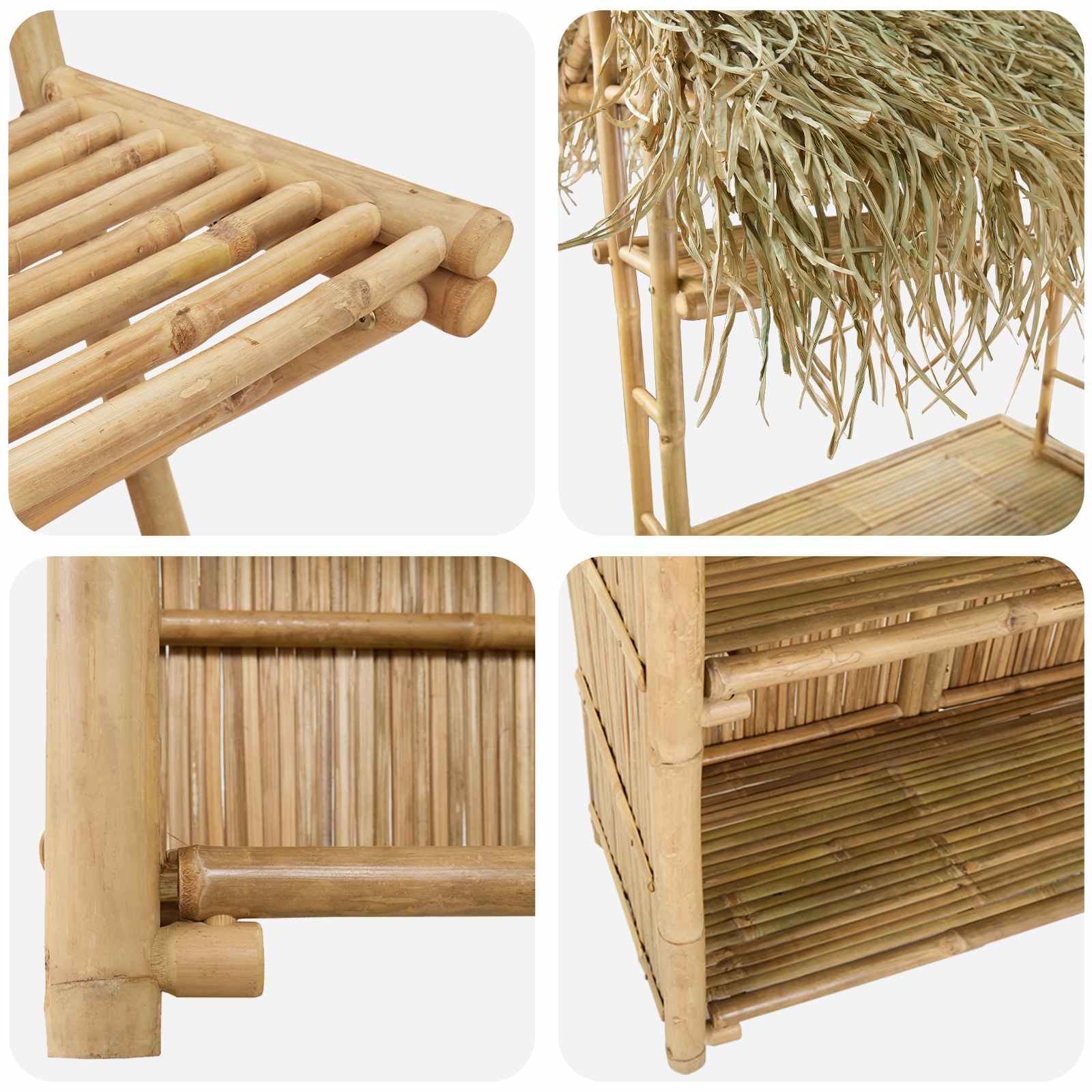 Outdoor Bar Table and Stools 3 pcs Natural Bamboo